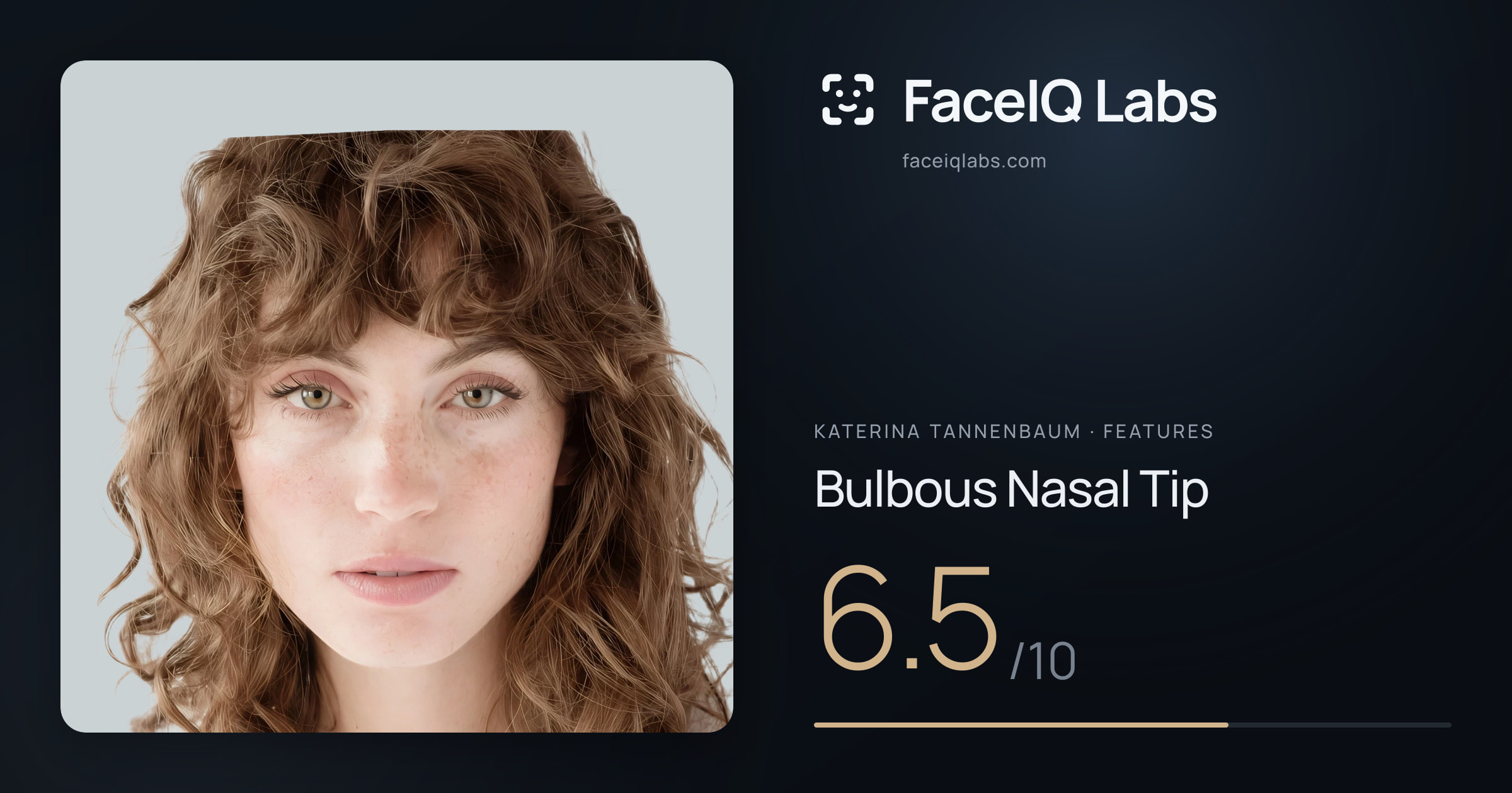 Katerina Tannenbaum Bulbous Nasal Tip: 6.5/10, drawn on the photo