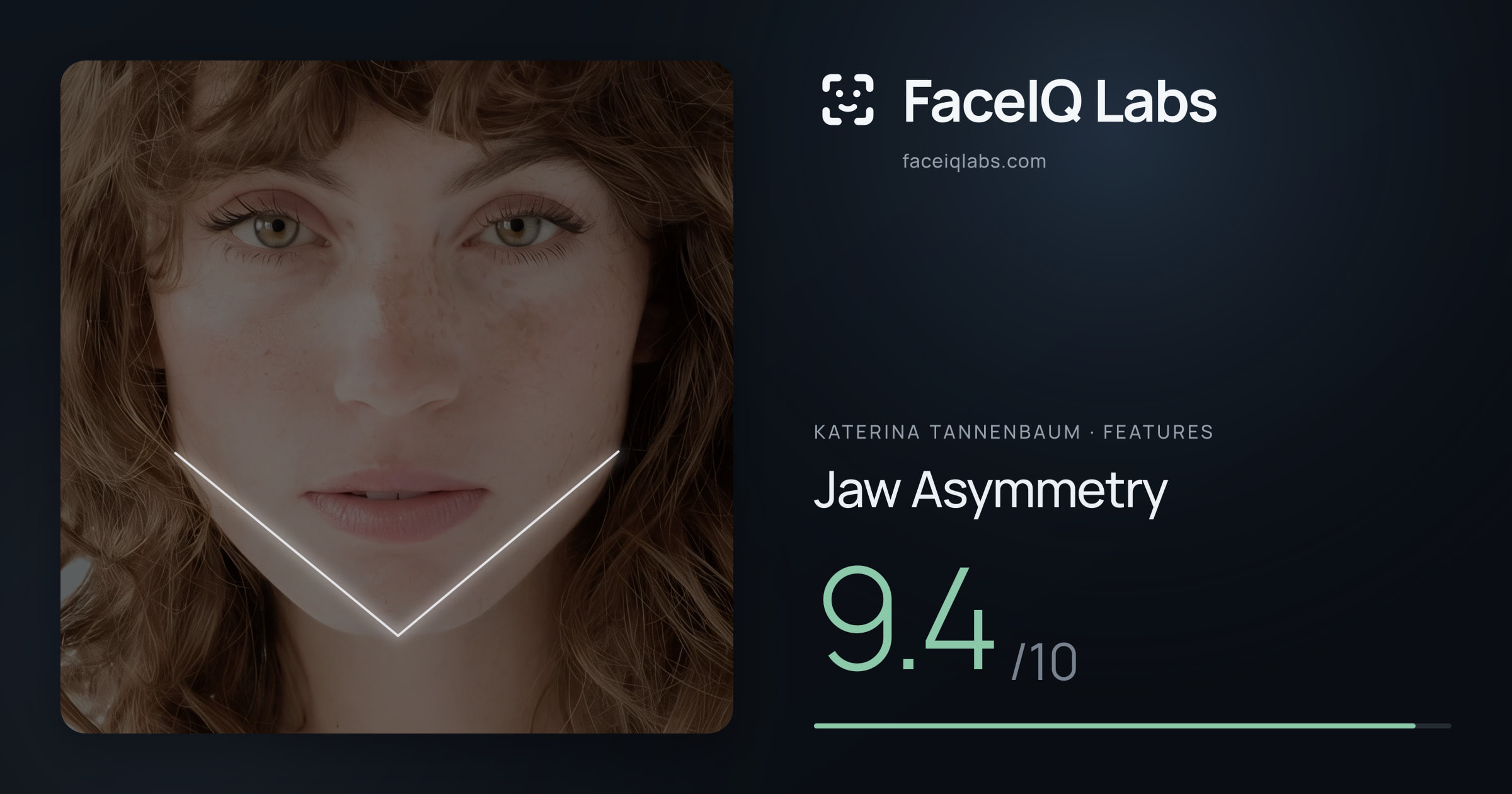 Katerina Tannenbaum Jaw Asymmetry: 9.4/10, drawn on the photo