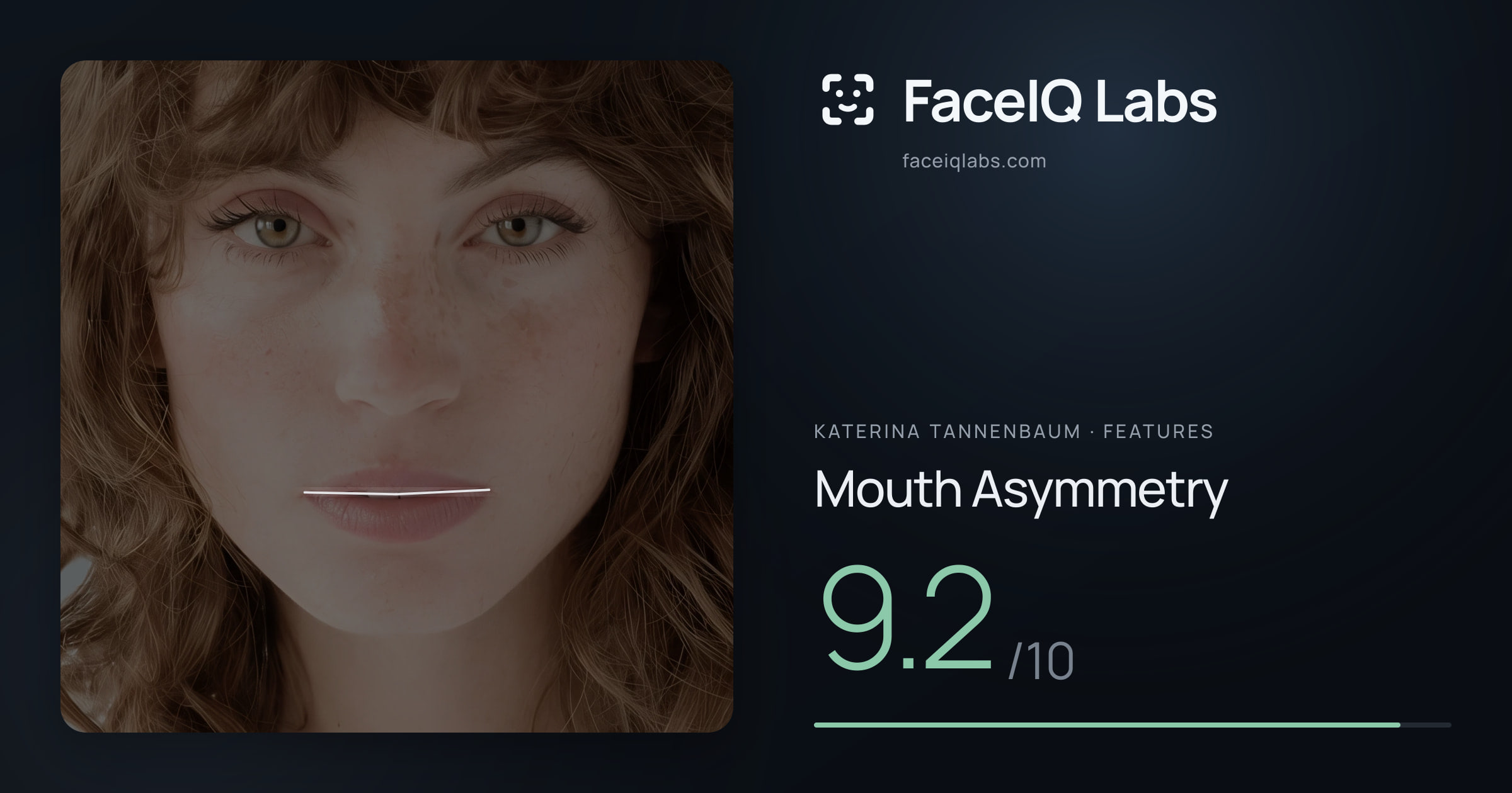 Katerina Tannenbaum Mouth Asymmetry: 9.2/10, drawn on the photo