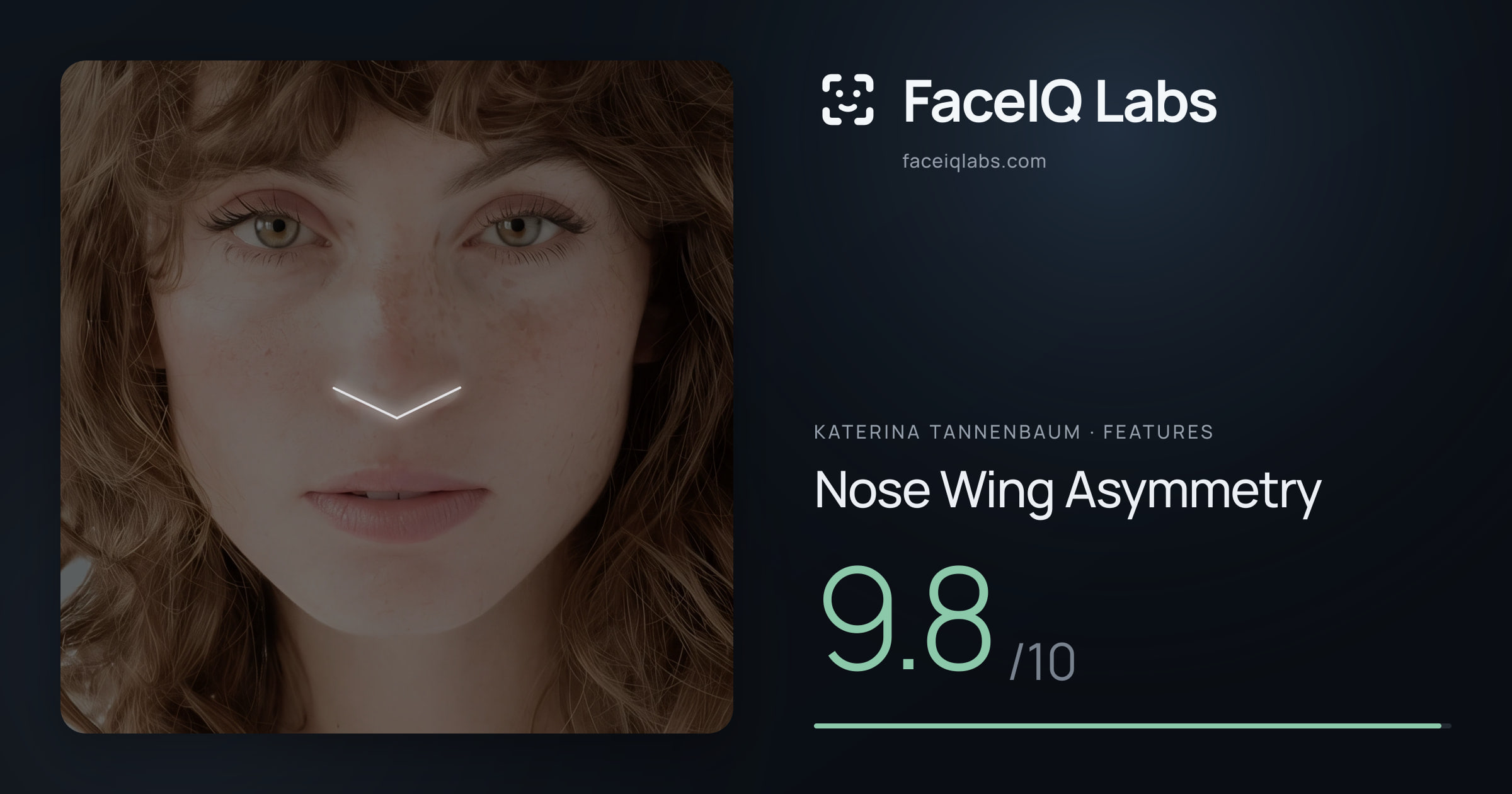 Katerina Tannenbaum Nose Wing Asymmetry: 9.8/10, drawn on the photo