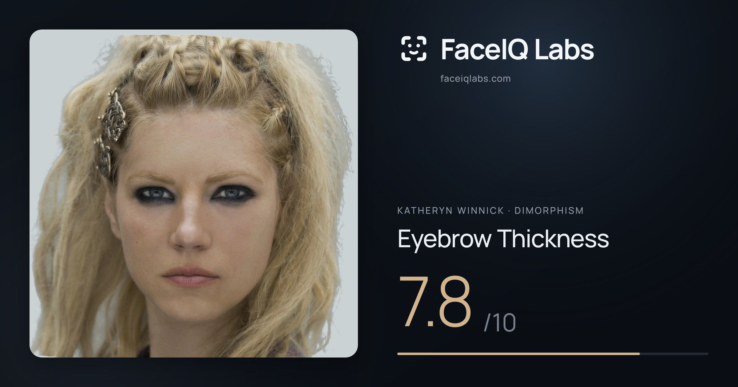 Katheryn Winnick Eyebrow Thickness: 7.8/10, drawn on the photo