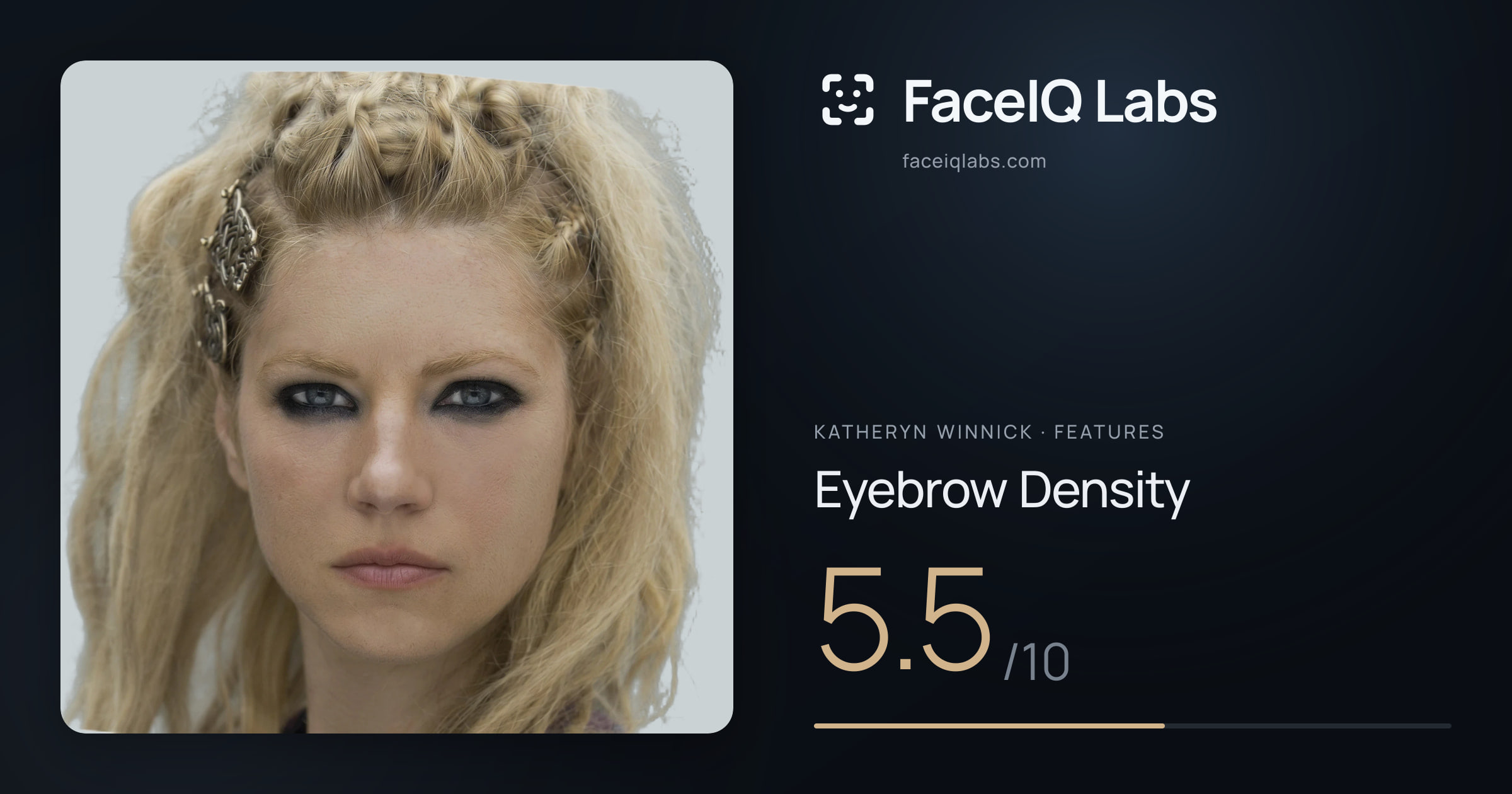 Katheryn Winnick Eyebrow Density: 5.5/10, drawn on the photo