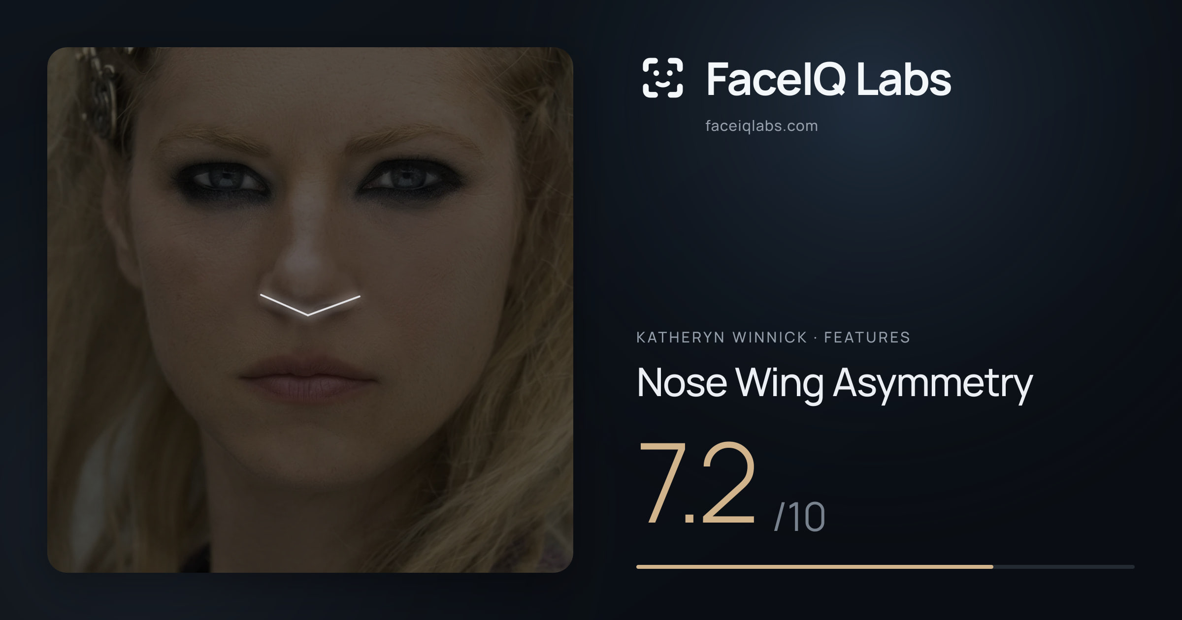 Katheryn Winnick Nose Wing Asymmetry: 7.2/10, drawn on the photo