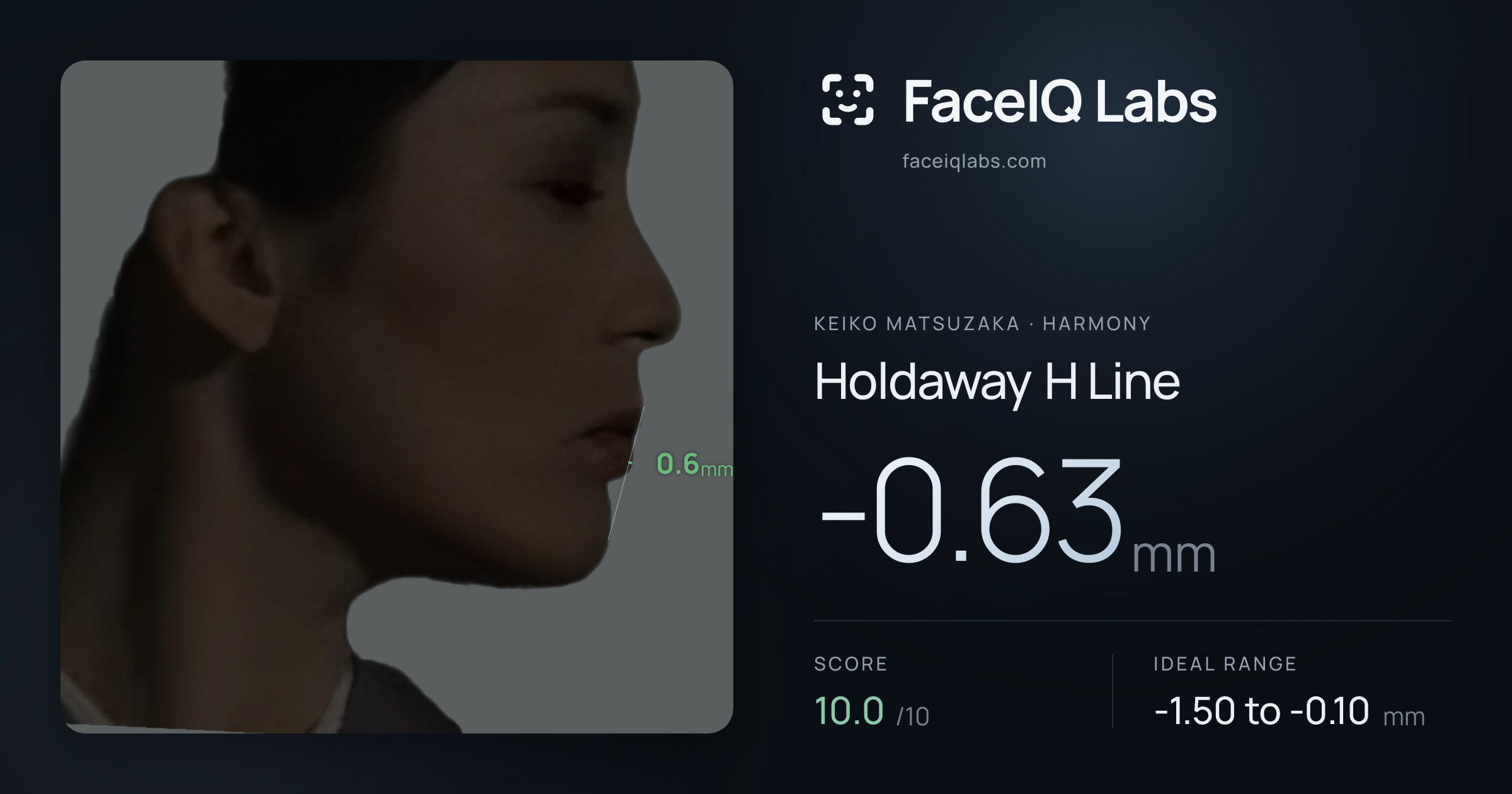 Keiko Matsuzaka Holdaway H Line: -0.63mm, drawn on the photo