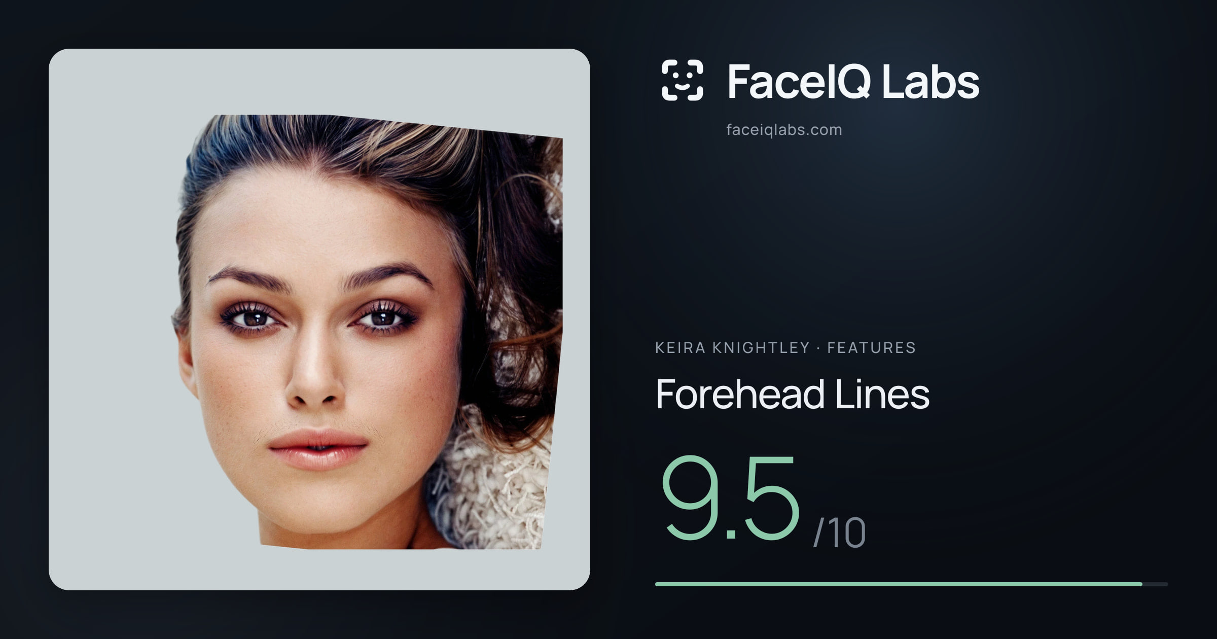 Keira Knightley Forehead Lines: 9.5/10, drawn on the photo