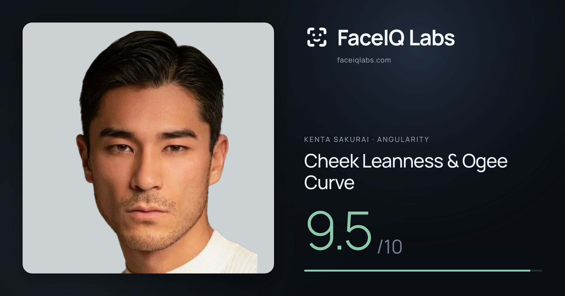 Kenta Sakurai Cheek Leanness & Ogee Curve: 9.5/10, drawn on the photo