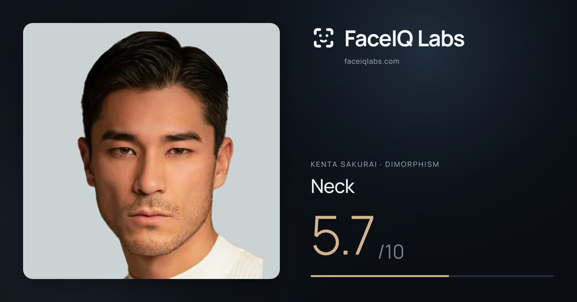 Kenta Sakurai Neck: 5.7/10, drawn on the photo