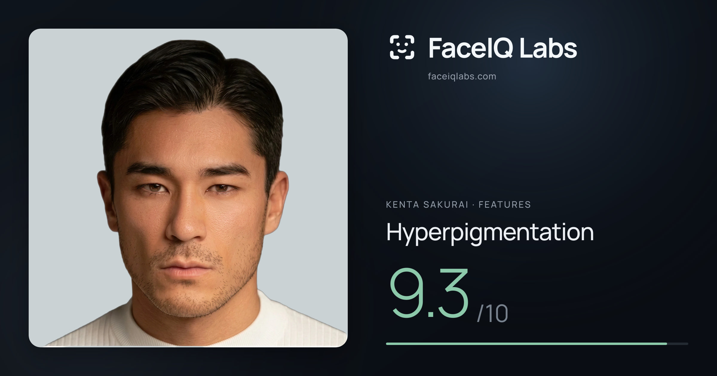 Kenta Sakurai Hyperpigmentation: 9.5/10, drawn on the photo