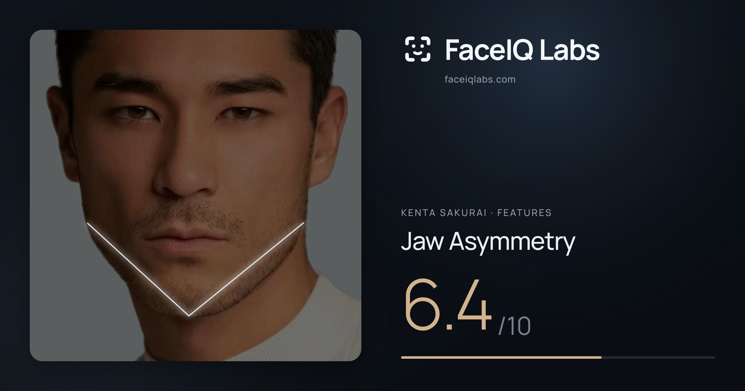 Kenta Sakurai Jaw Asymmetry: 6.4/10, drawn on the photo