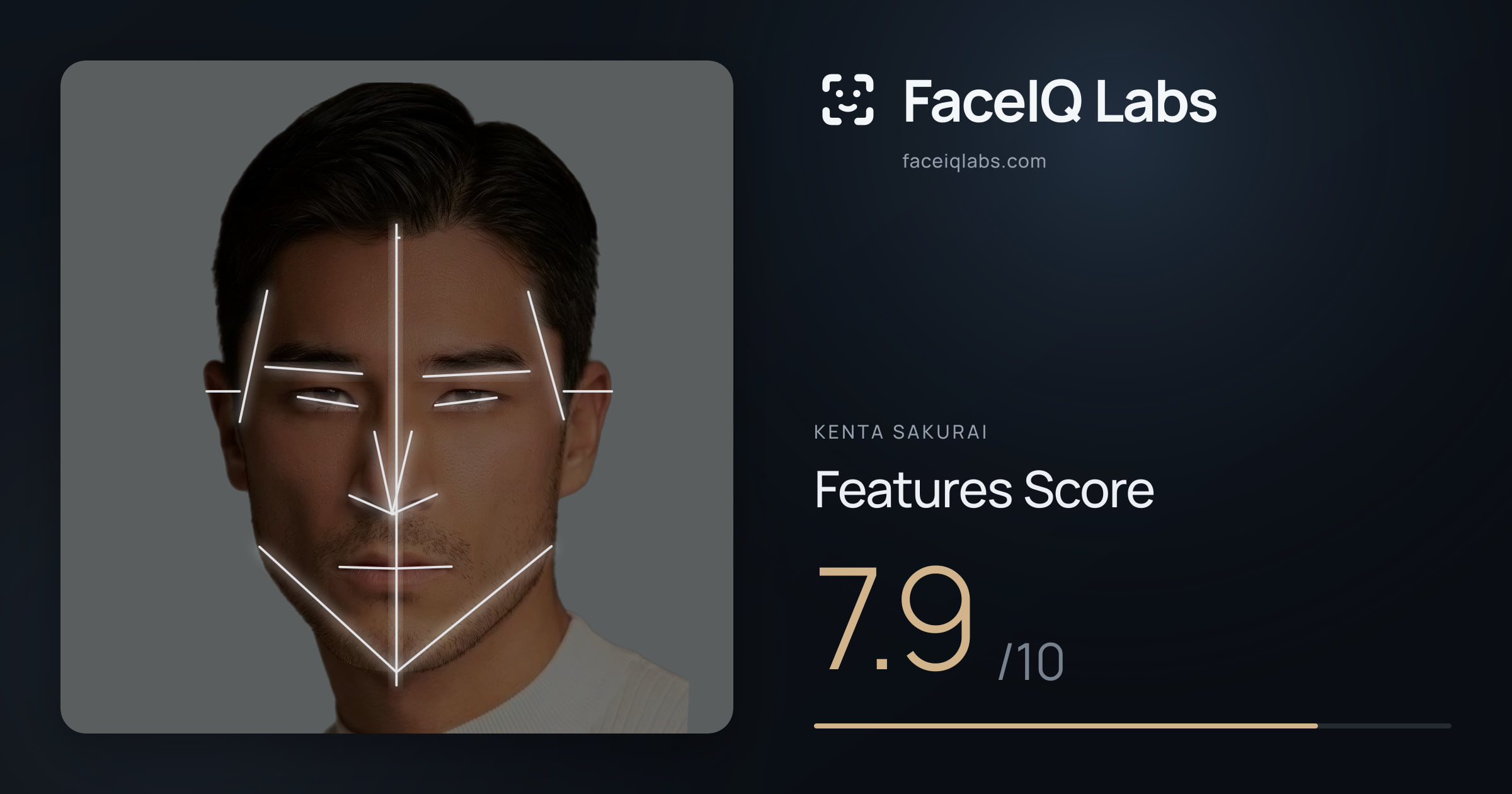 Kenta Sakurai Features: 7.9/10, with each assessment drawn on the photo