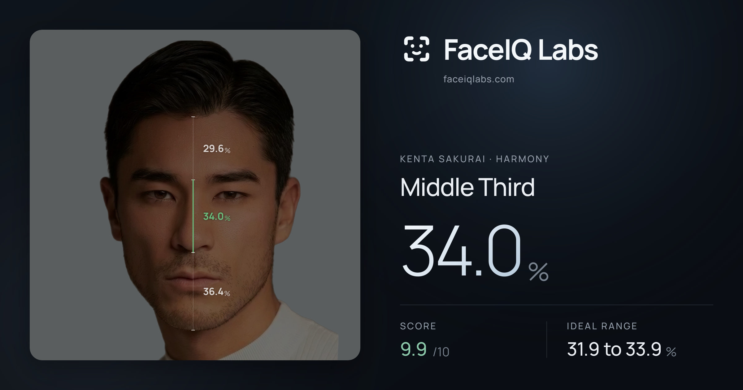 Kenta Sakurai Middle Third: 34.0%, drawn on the photo