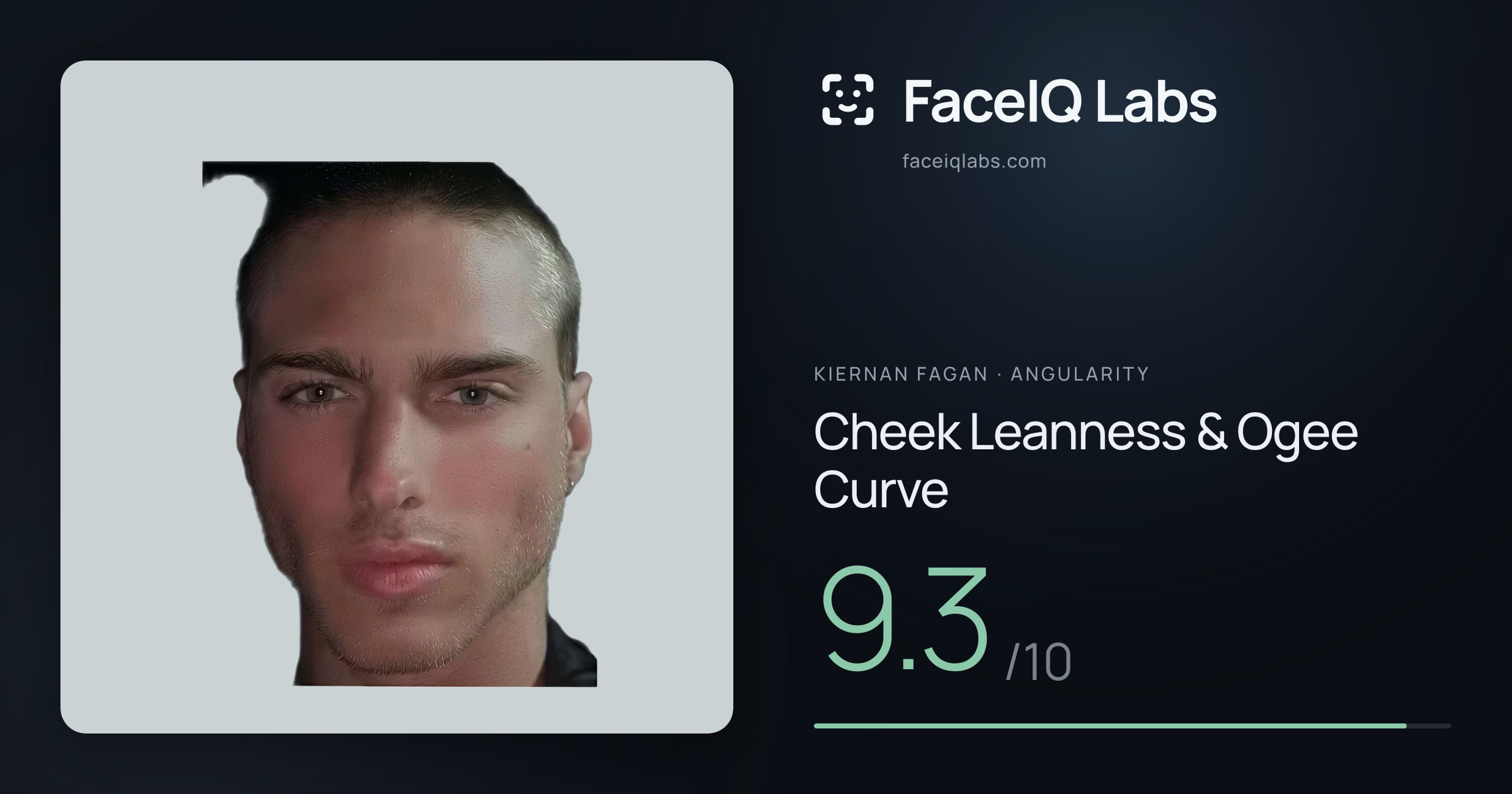 Kiernan Fagan Cheek Leanness & Ogee Curve: 9.3/10, drawn on the photo