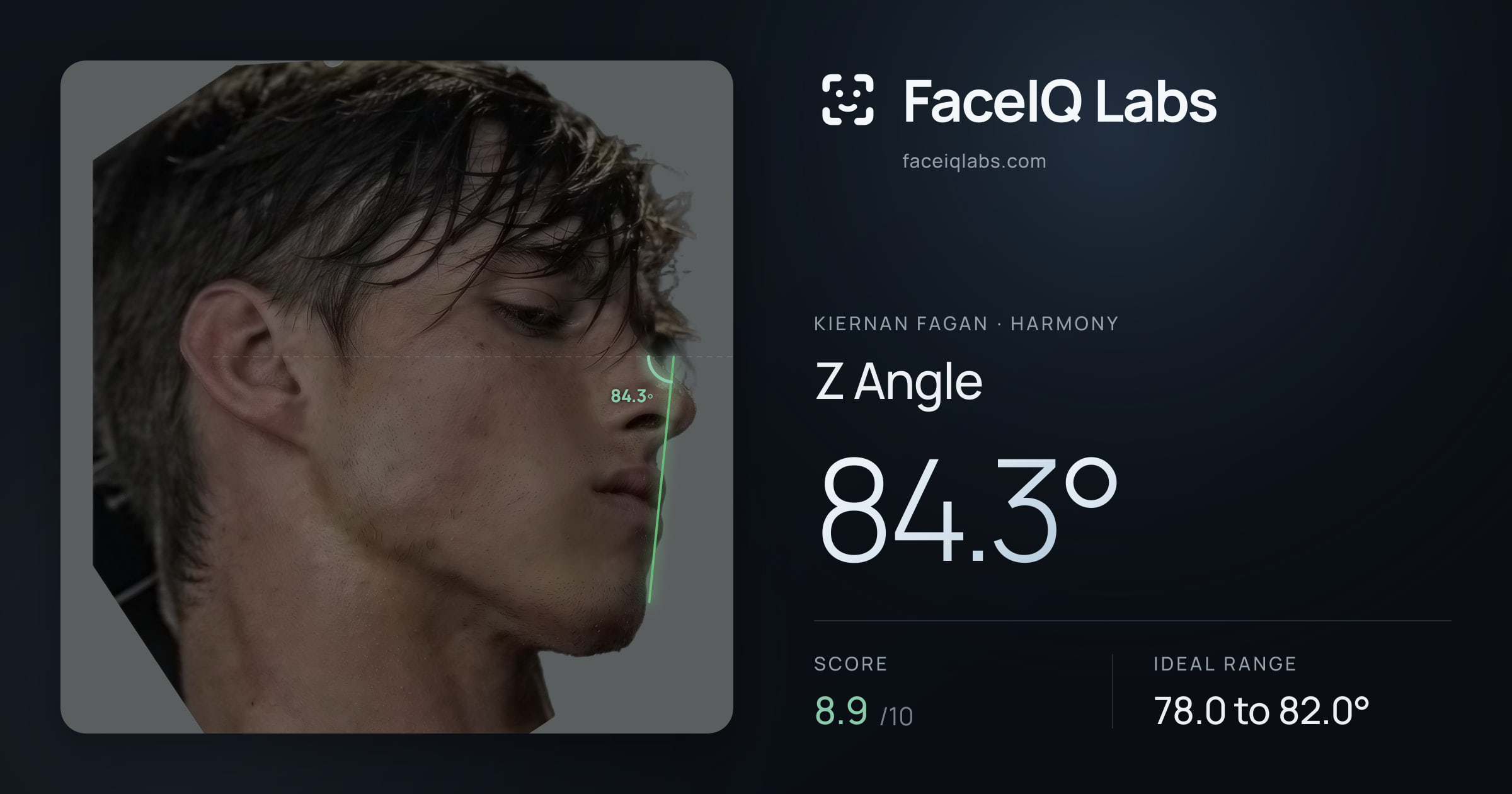 Kiernan Fagan Z Angle: 84.3°, drawn on the photo