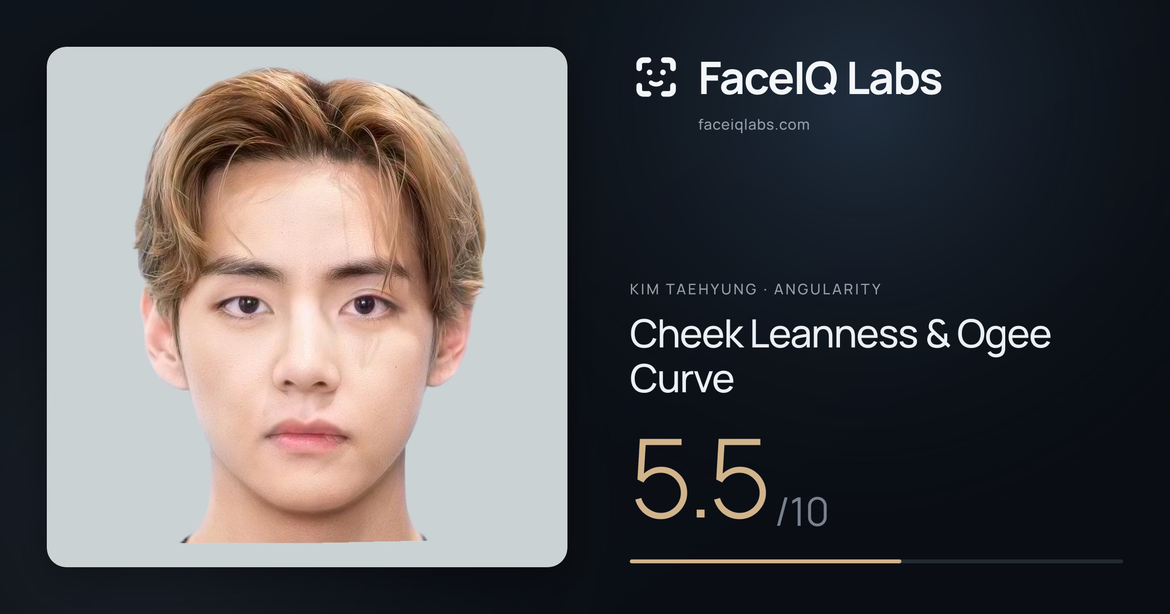 Kim Taehyung Cheek Leanness & Ogee Curve: 5.5/10, drawn on the photo