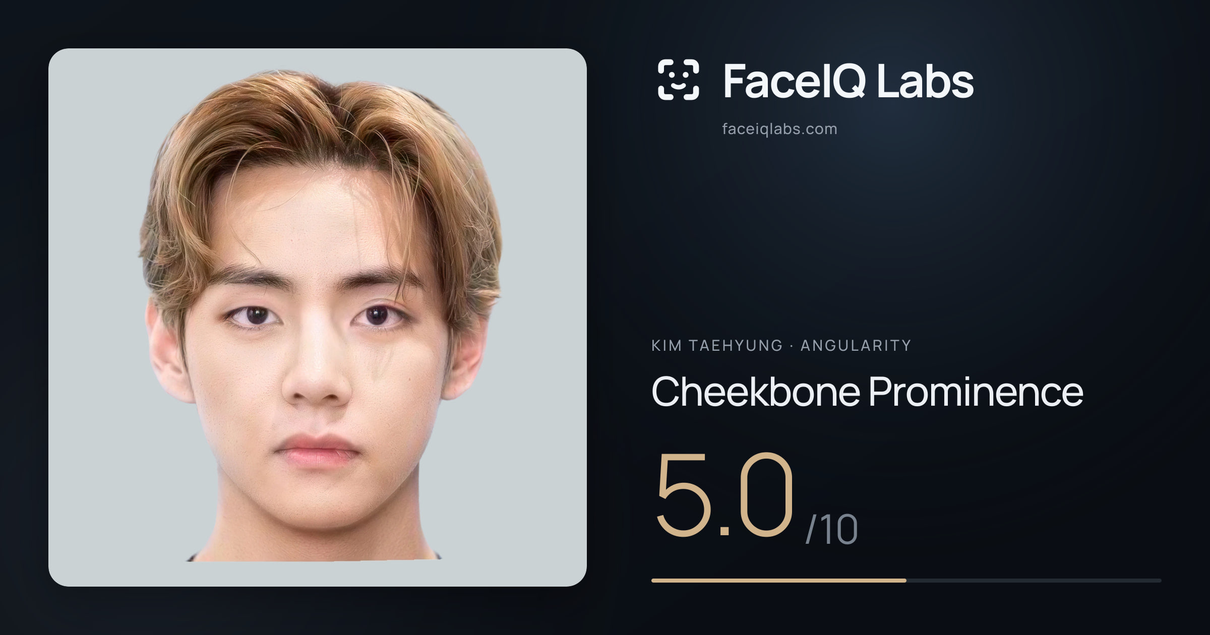 Kim Taehyung Cheekbone Prominence: 5.0/10, drawn on the photo