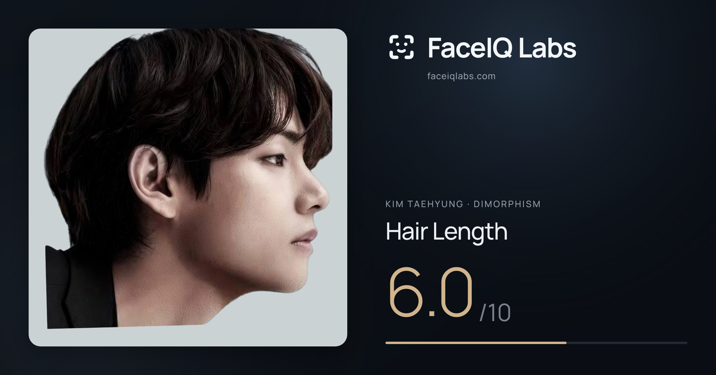 Kim Taehyung Hair Length: 6.0/10, drawn on the photo