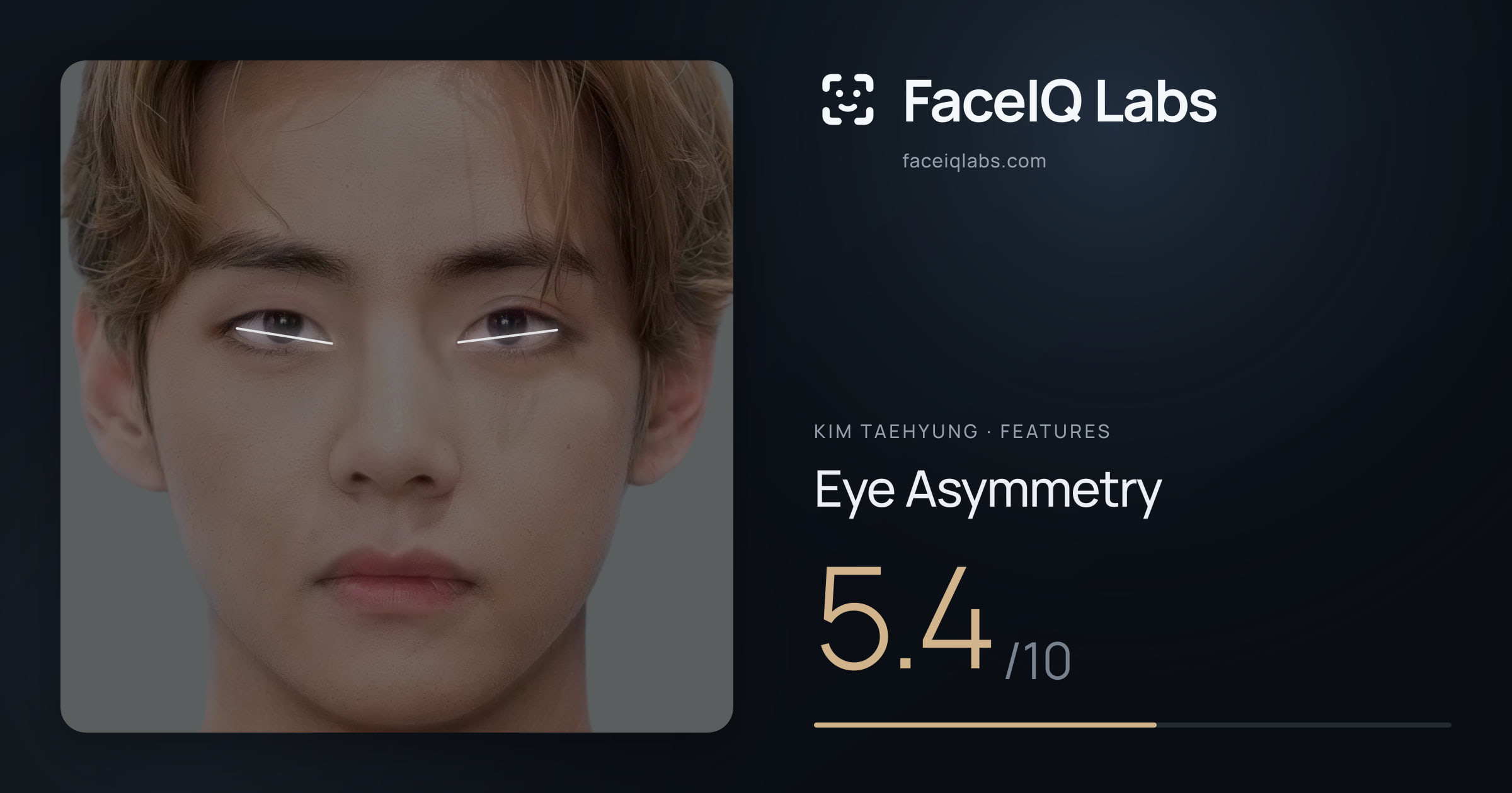 Kim Taehyung Eye Asymmetry: 5.4/10, drawn on the photo