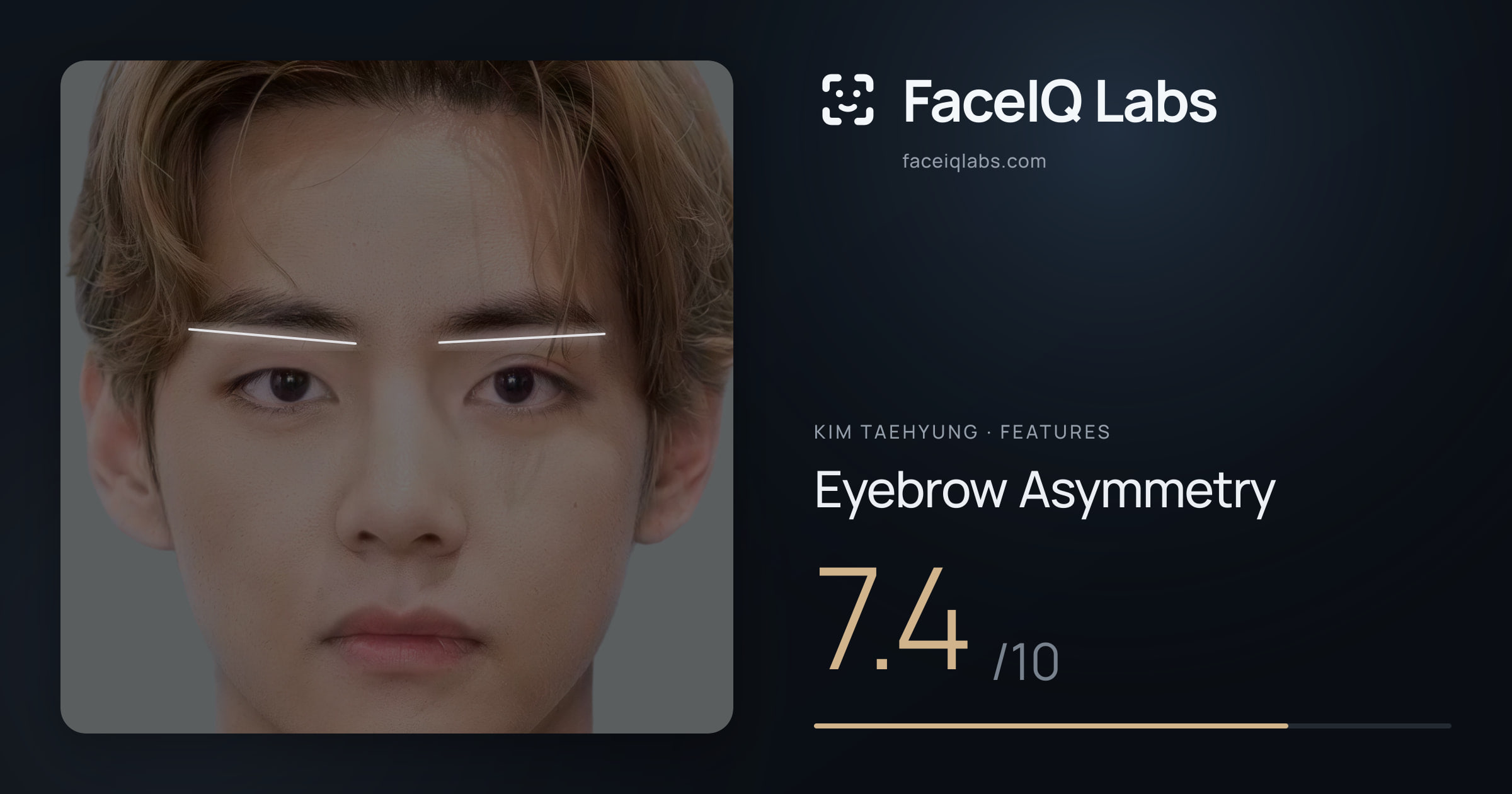 Kim Taehyung Eyebrow Asymmetry: 7.4/10, drawn on the photo