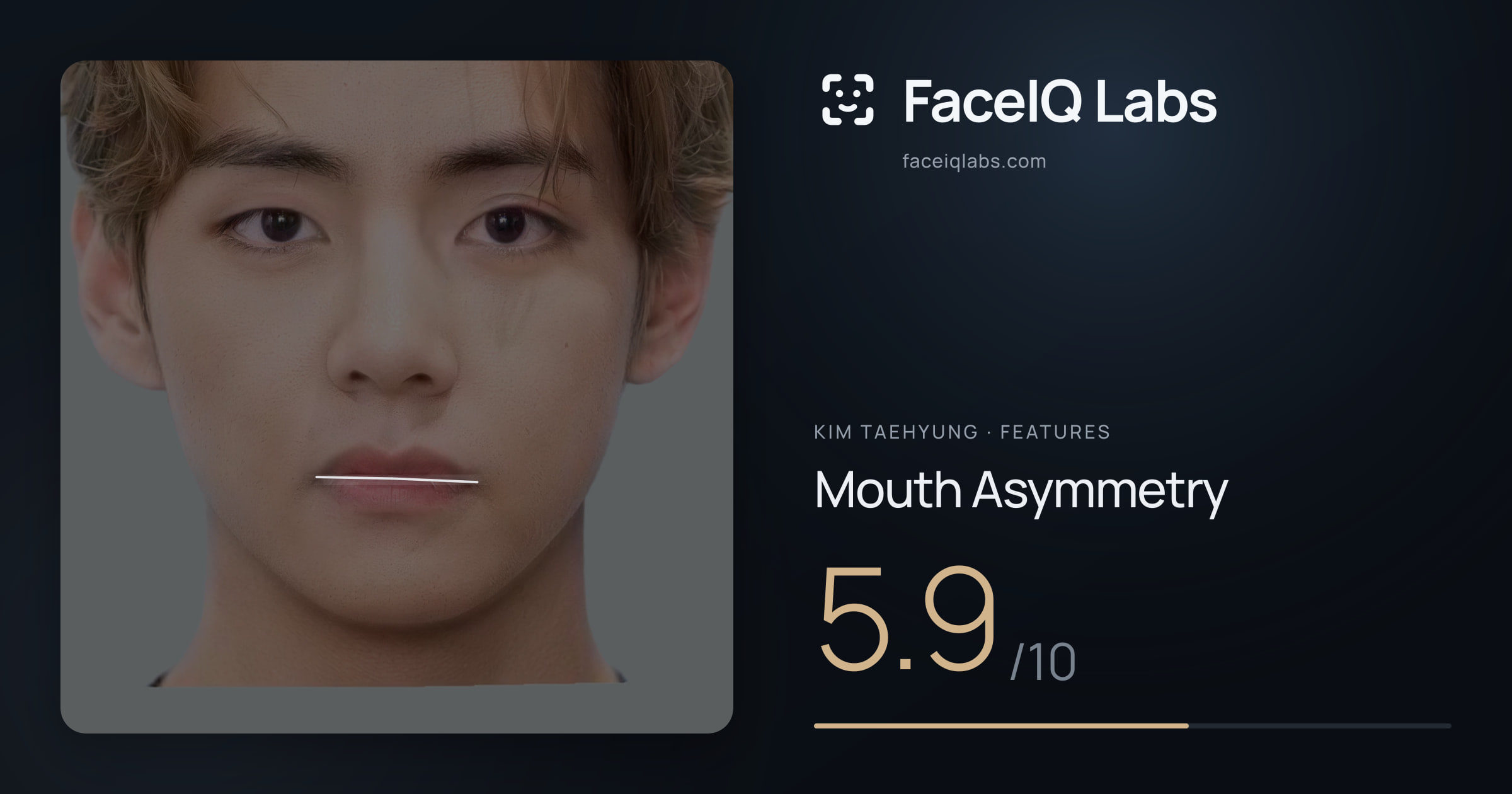 Kim Taehyung Mouth Asymmetry: 5.9/10, drawn on the photo