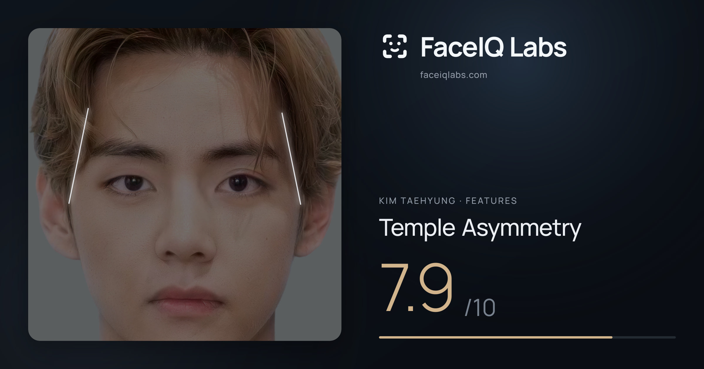 Kim Taehyung Temple Asymmetry: 7.9/10, drawn on the photo