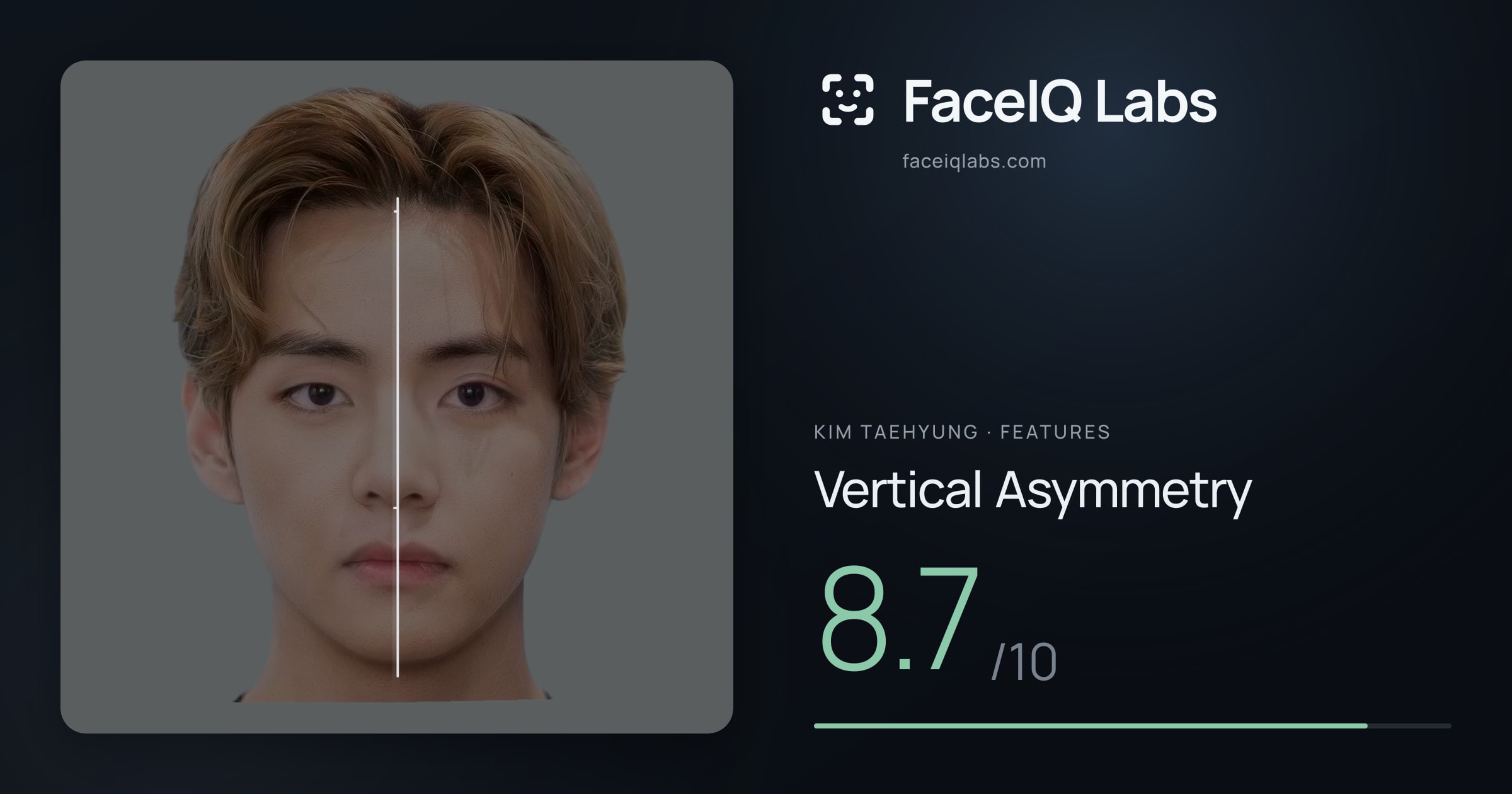 Kim Taehyung Vertical Asymmetry: 8.7/10, drawn on the photo