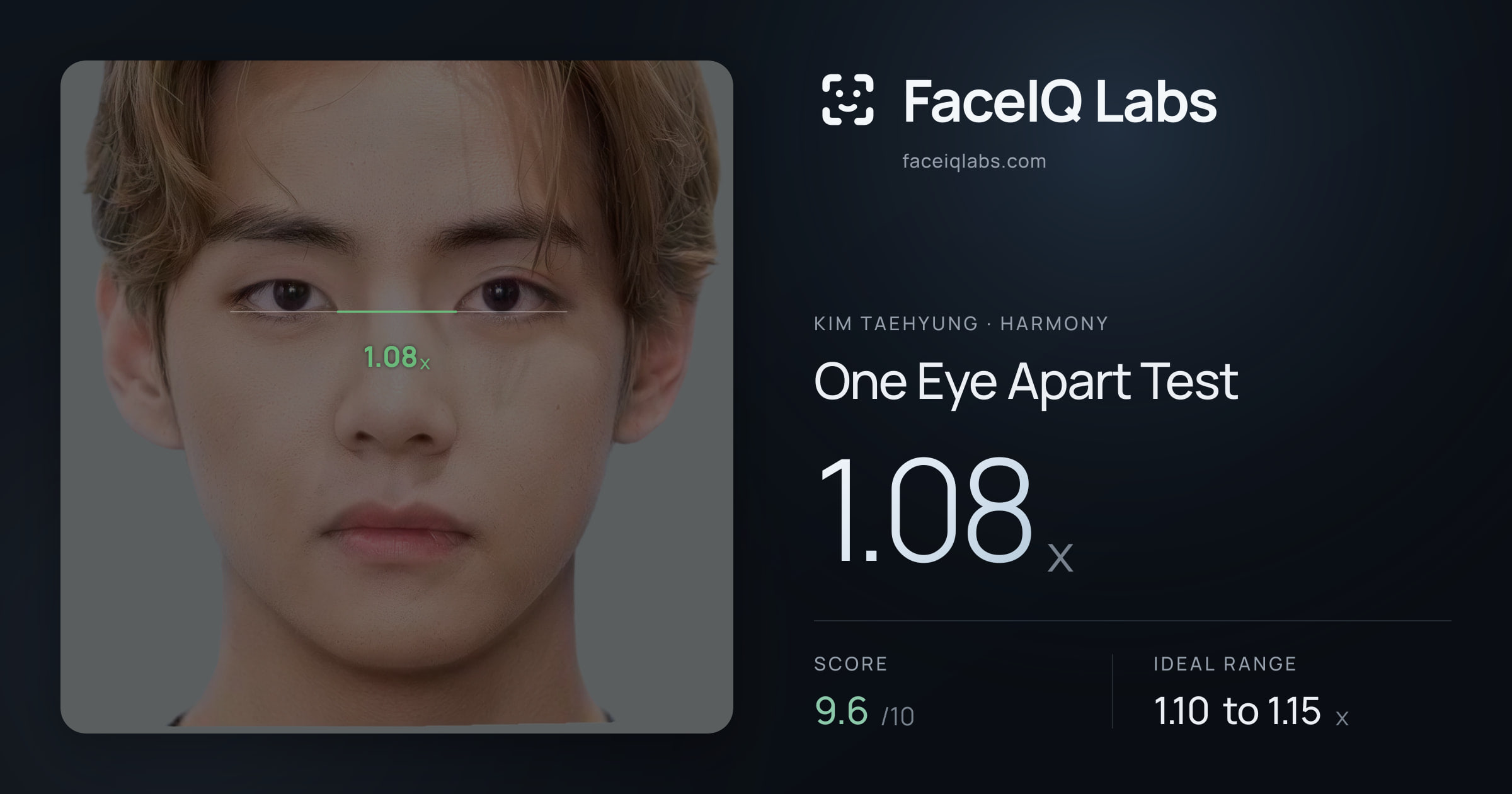 Kim Taehyung One Eye Apart Test: 1.08x, drawn on the photo