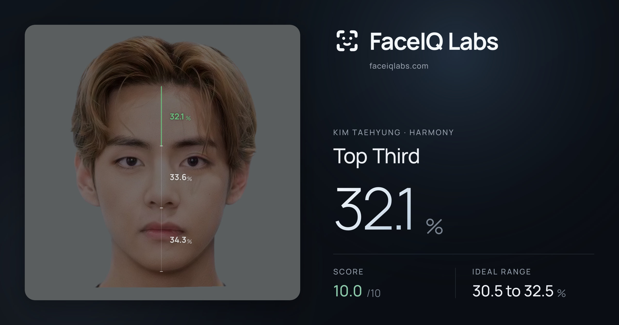 Kim Taehyung Top Third: 32.1%, drawn on the photo