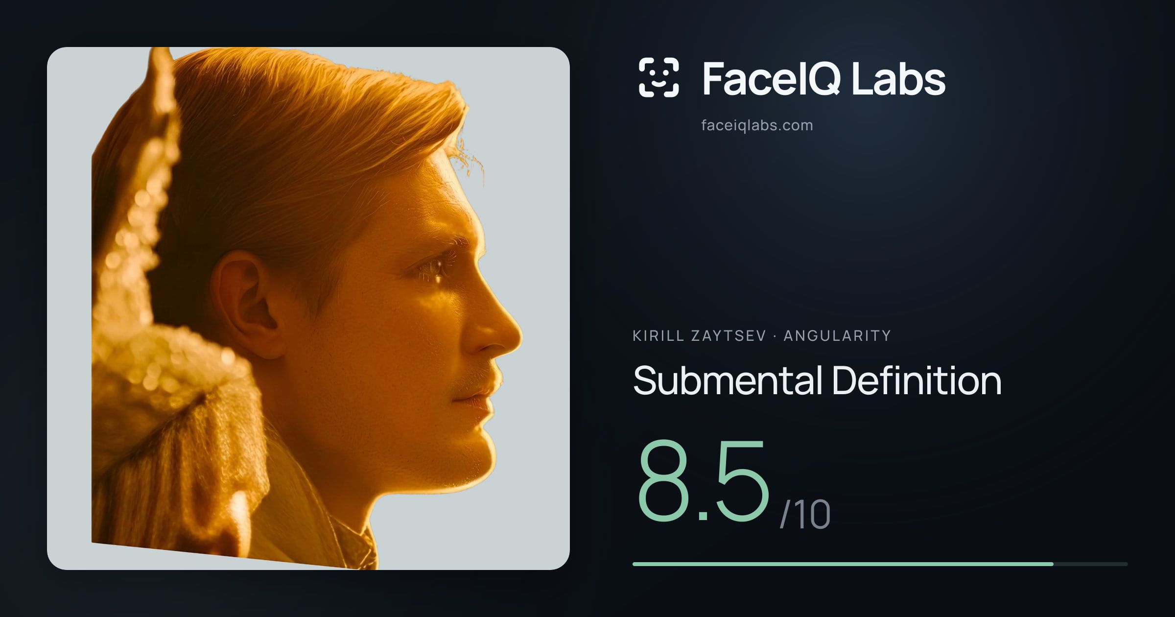 Kirill Zaytsev Submental Definition: 8.5/10, drawn on the photo
