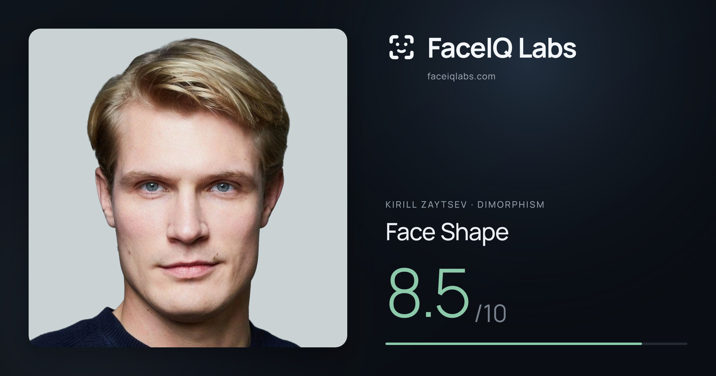 Kirill Zaytsev Face Shape: 8.5/10, drawn on the photo