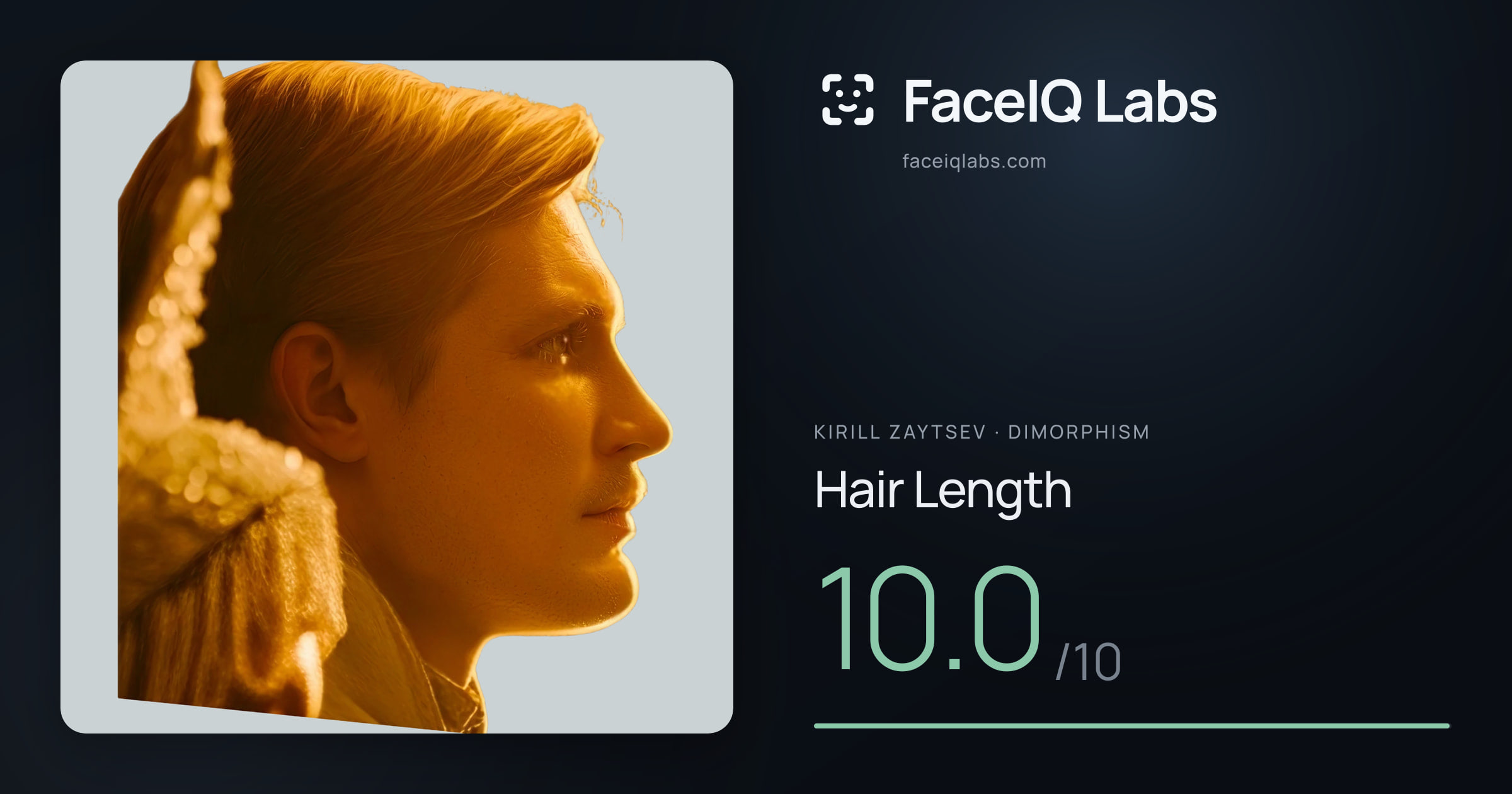 Kirill Zaytsev Hair Length: 10.0/10, drawn on the photo
