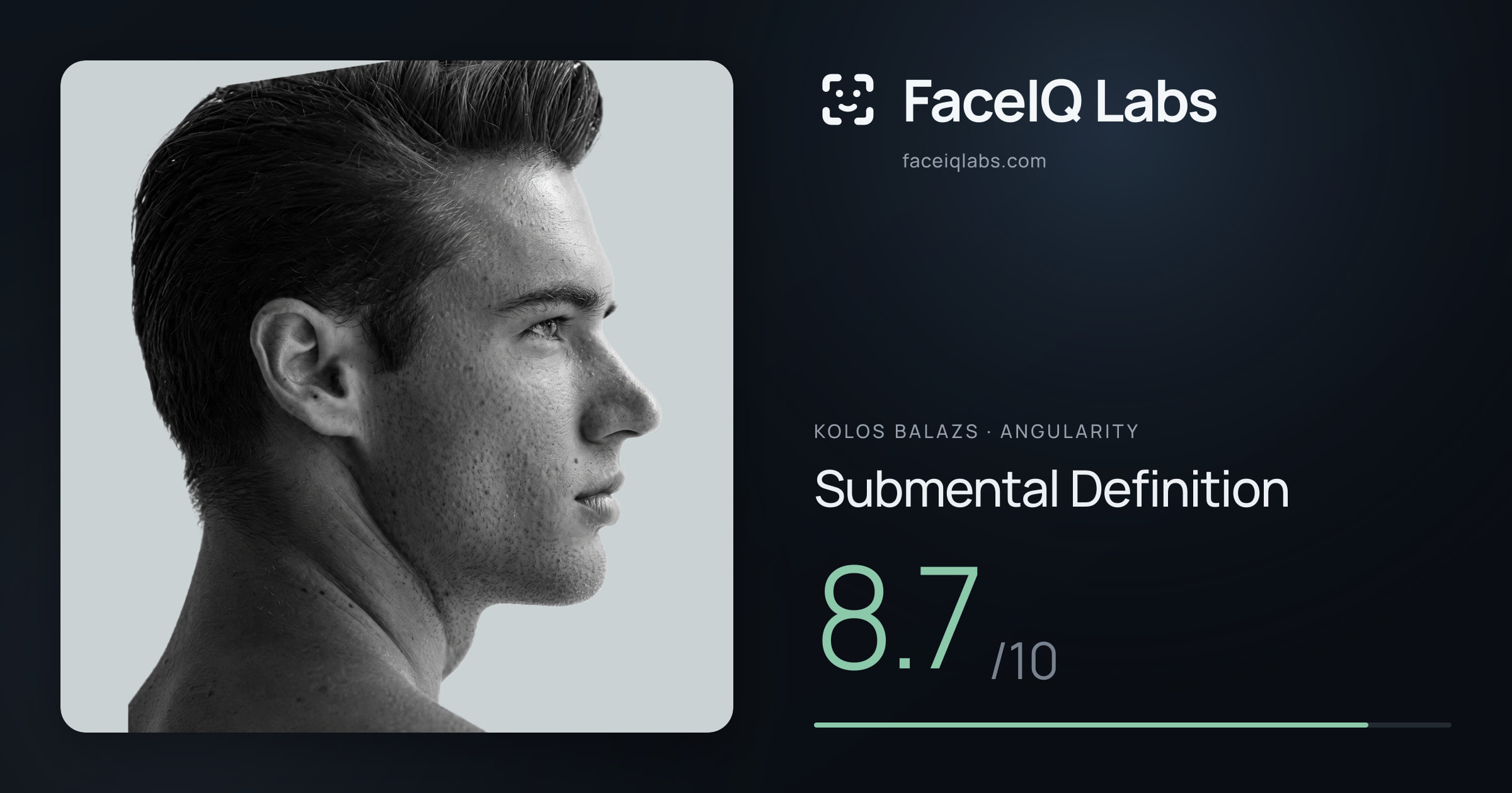 Kolos Balazs Submental Definition: 8.7/10, drawn on the photo