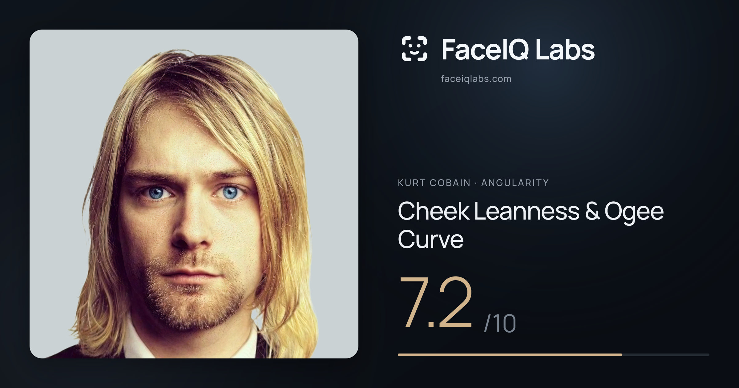 Kurt Cobain Cheek Leanness & Ogee Curve: 7.2/10, drawn on the photo