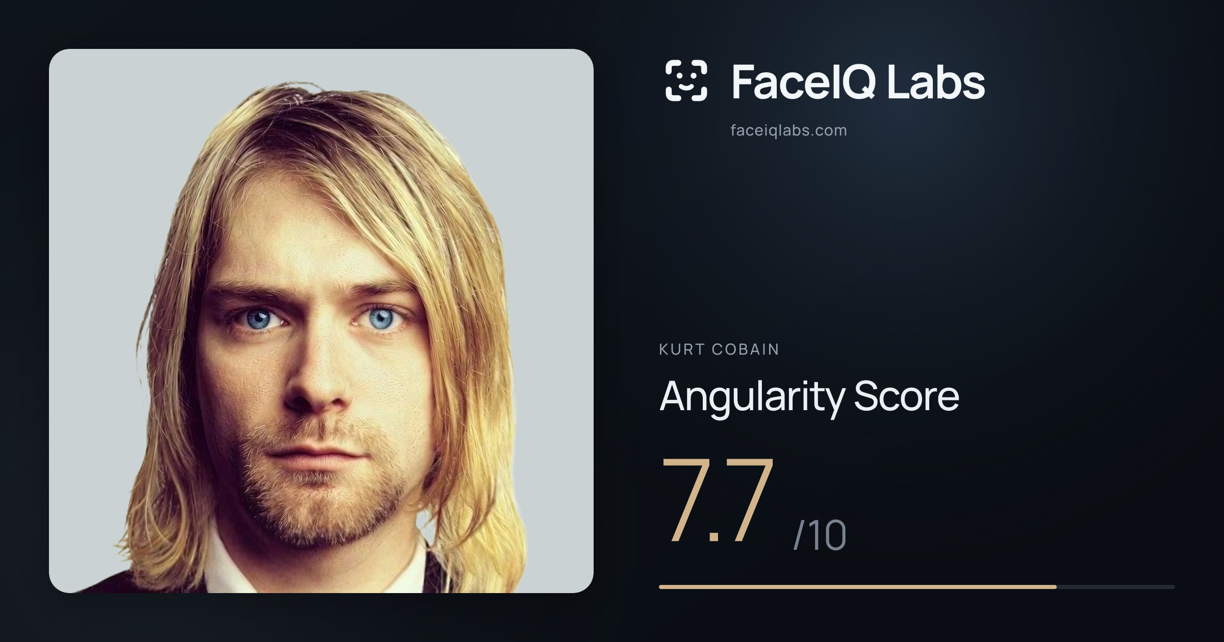 Kurt Cobain Angularity: 7.7/10, with each assessment drawn on the photo