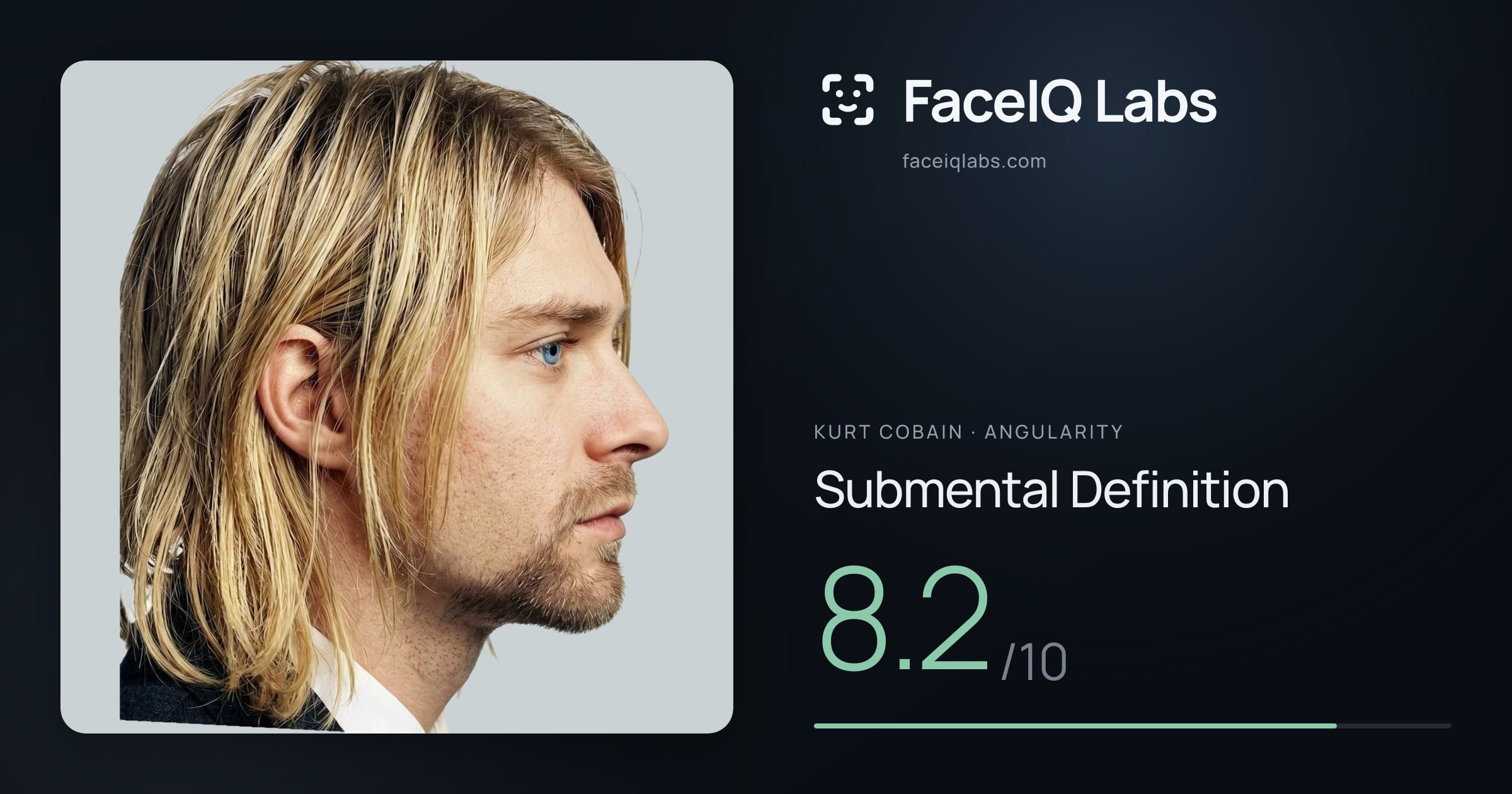 Kurt Cobain Submental Definition: 8.2/10, drawn on the photo