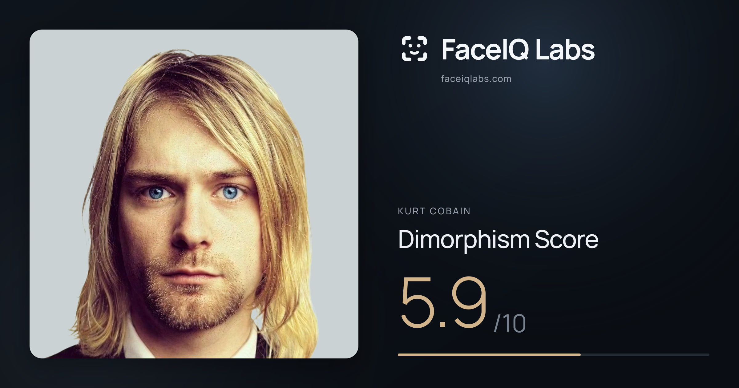 Kurt Cobain Dimorphism: 5.9/10, with each assessment drawn on the photo