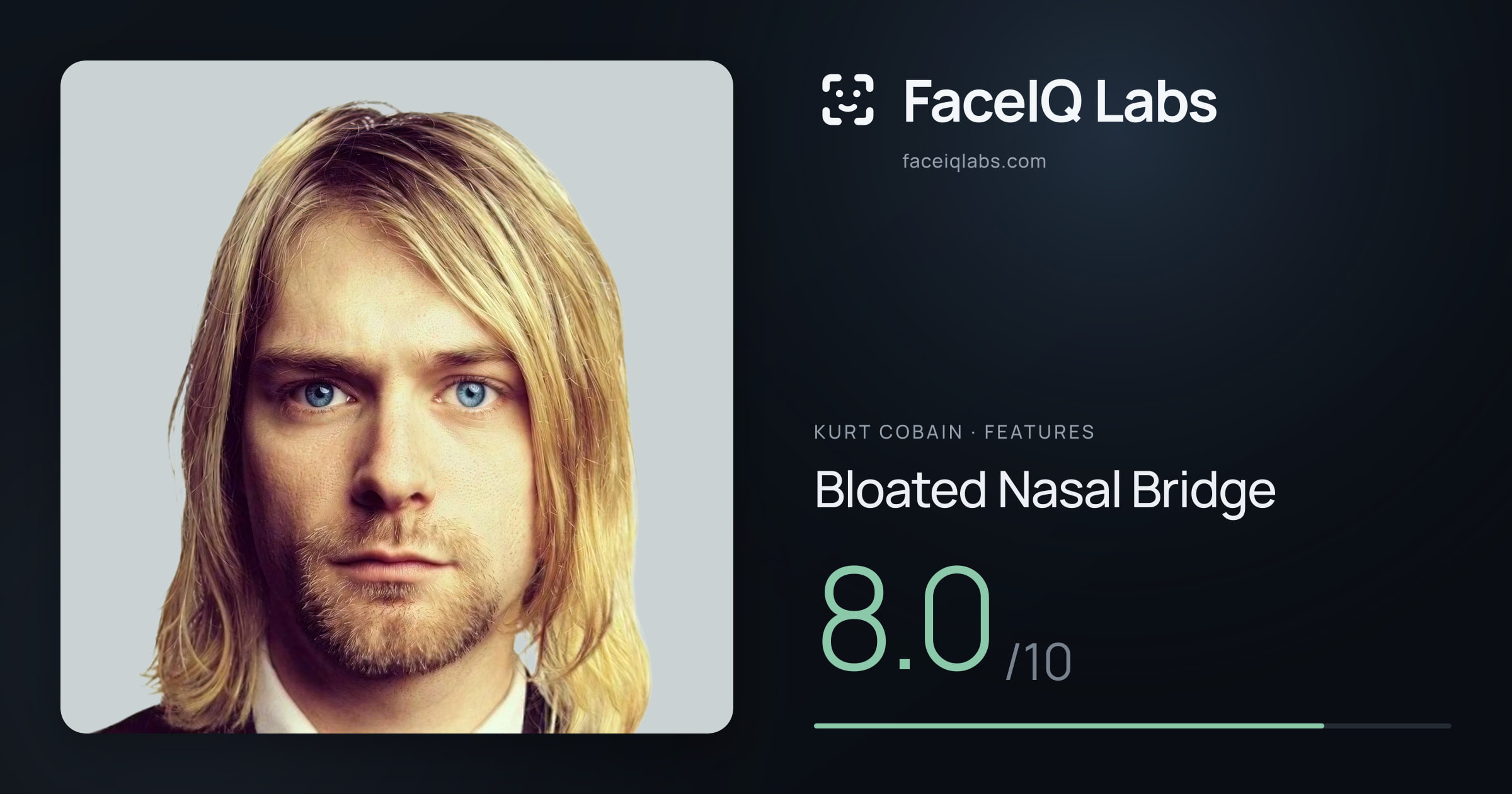 Kurt Cobain Bloated Nasal Bridge: 8.0/10, drawn on the photo