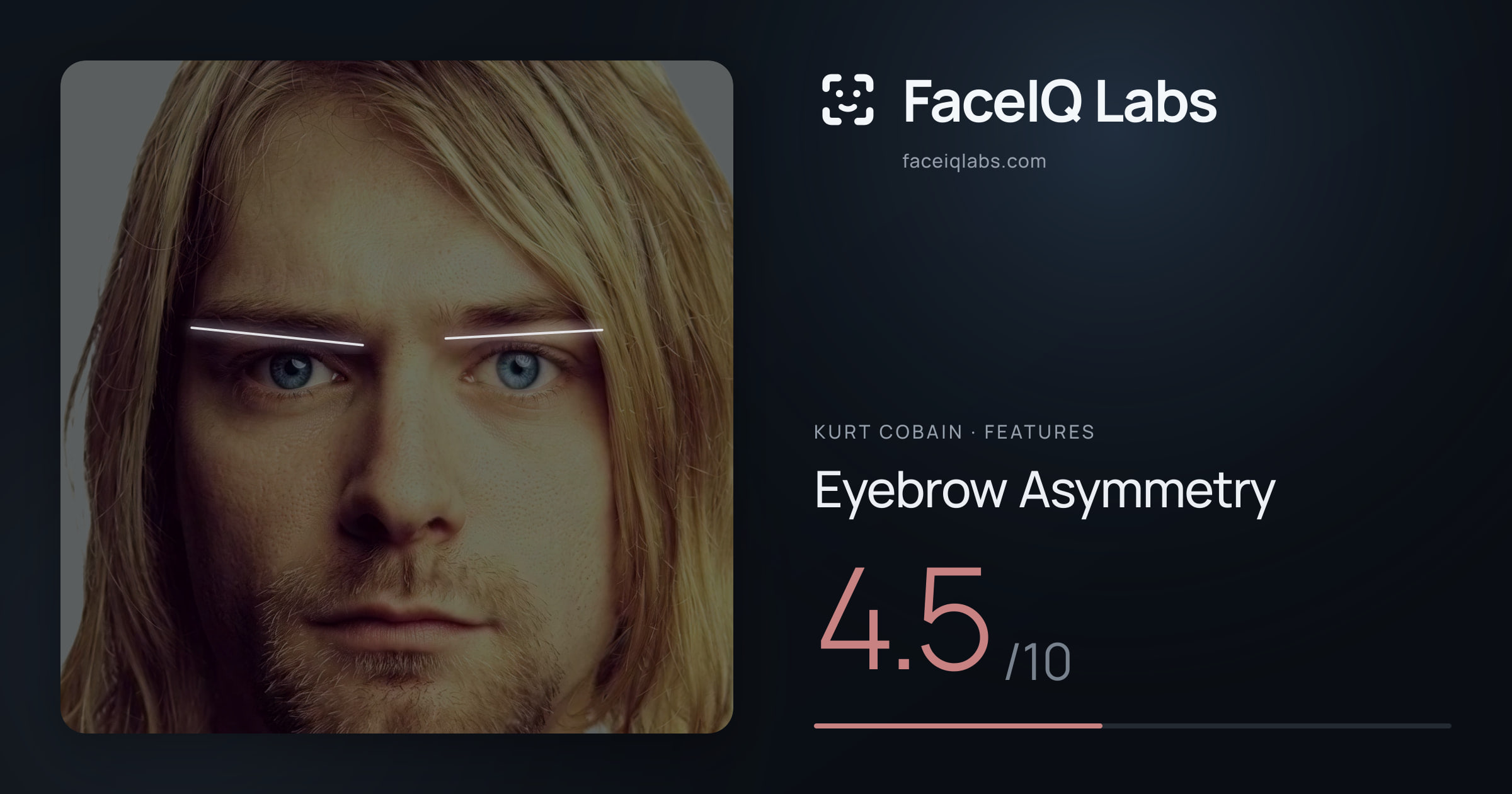 Kurt Cobain Eyebrow Asymmetry: 4.5/10, drawn on the photo