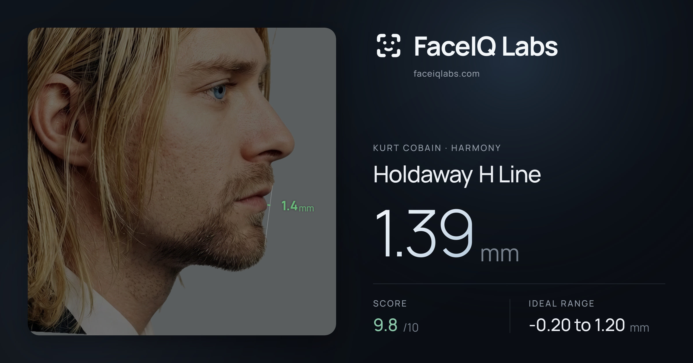 Kurt Cobain Holdaway H Line: 1.39mm, drawn on the photo