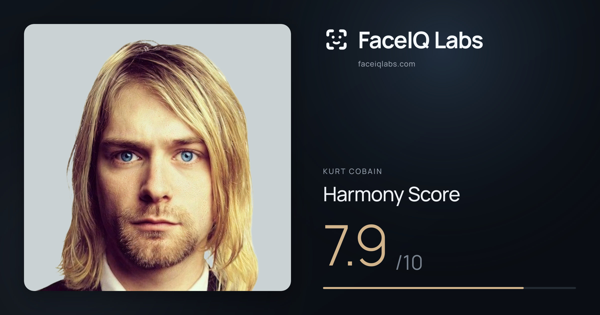 Kurt Cobain Harmony: 7.9/10, with each ratio's score