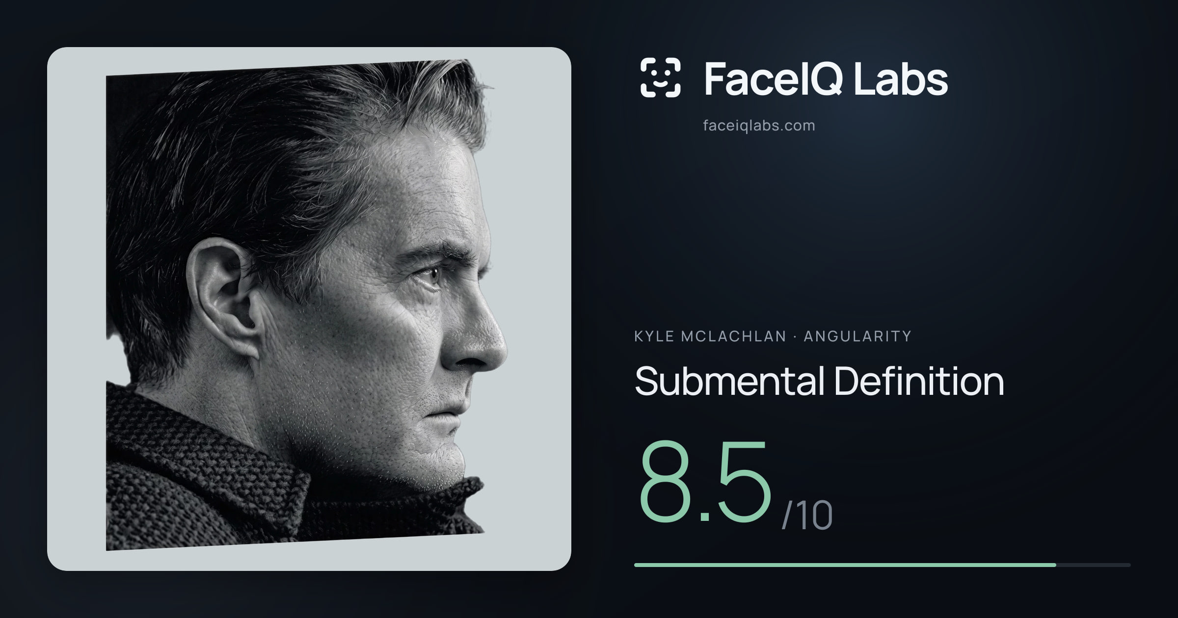 Kyle McLachlan Submental Definition: 8.5/10, drawn on the photo