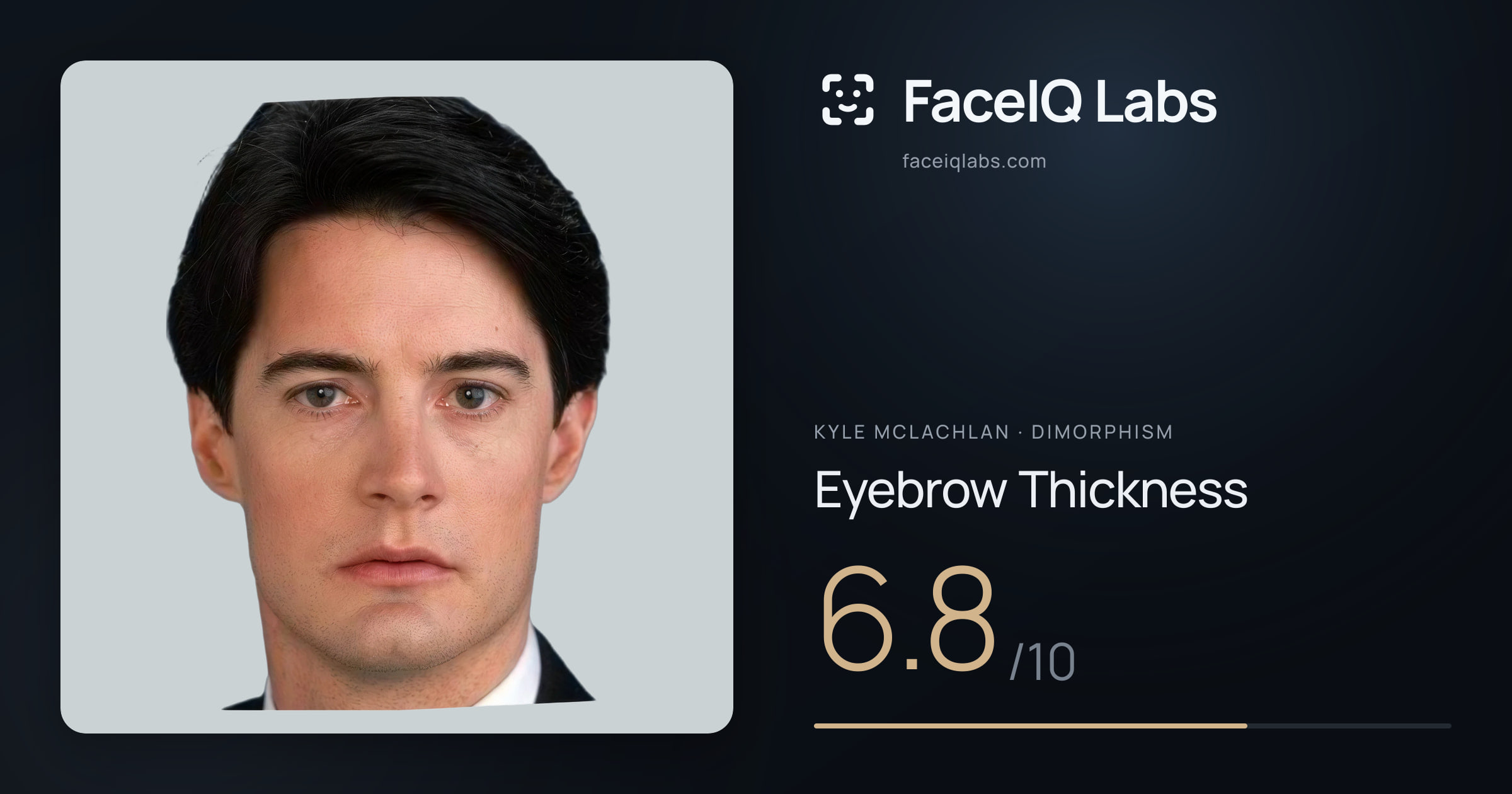 Kyle McLachlan Eyebrow Thickness: 6.8/10, drawn on the photo