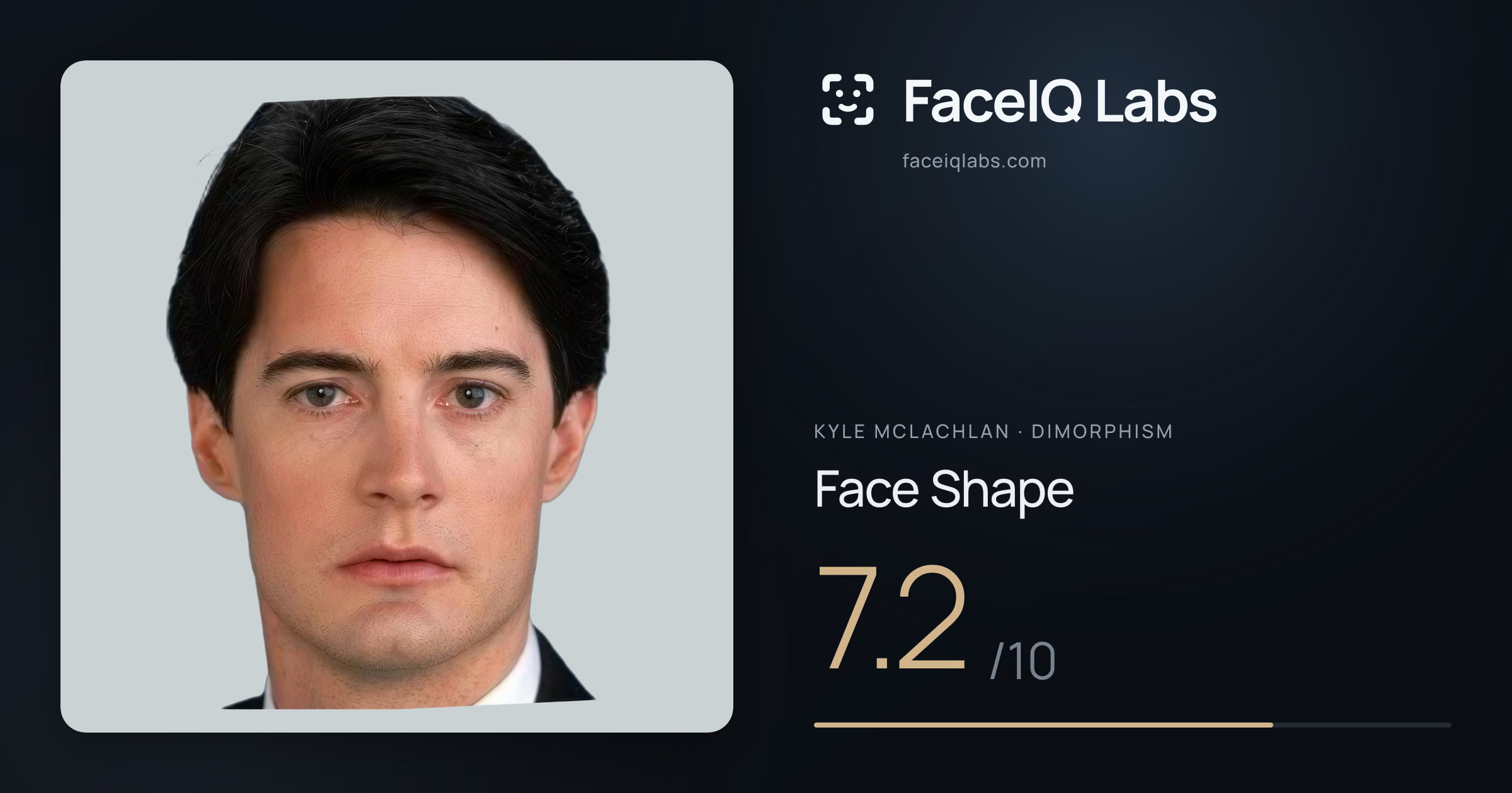 Kyle McLachlan Face Shape: 7.2/10, drawn on the photo