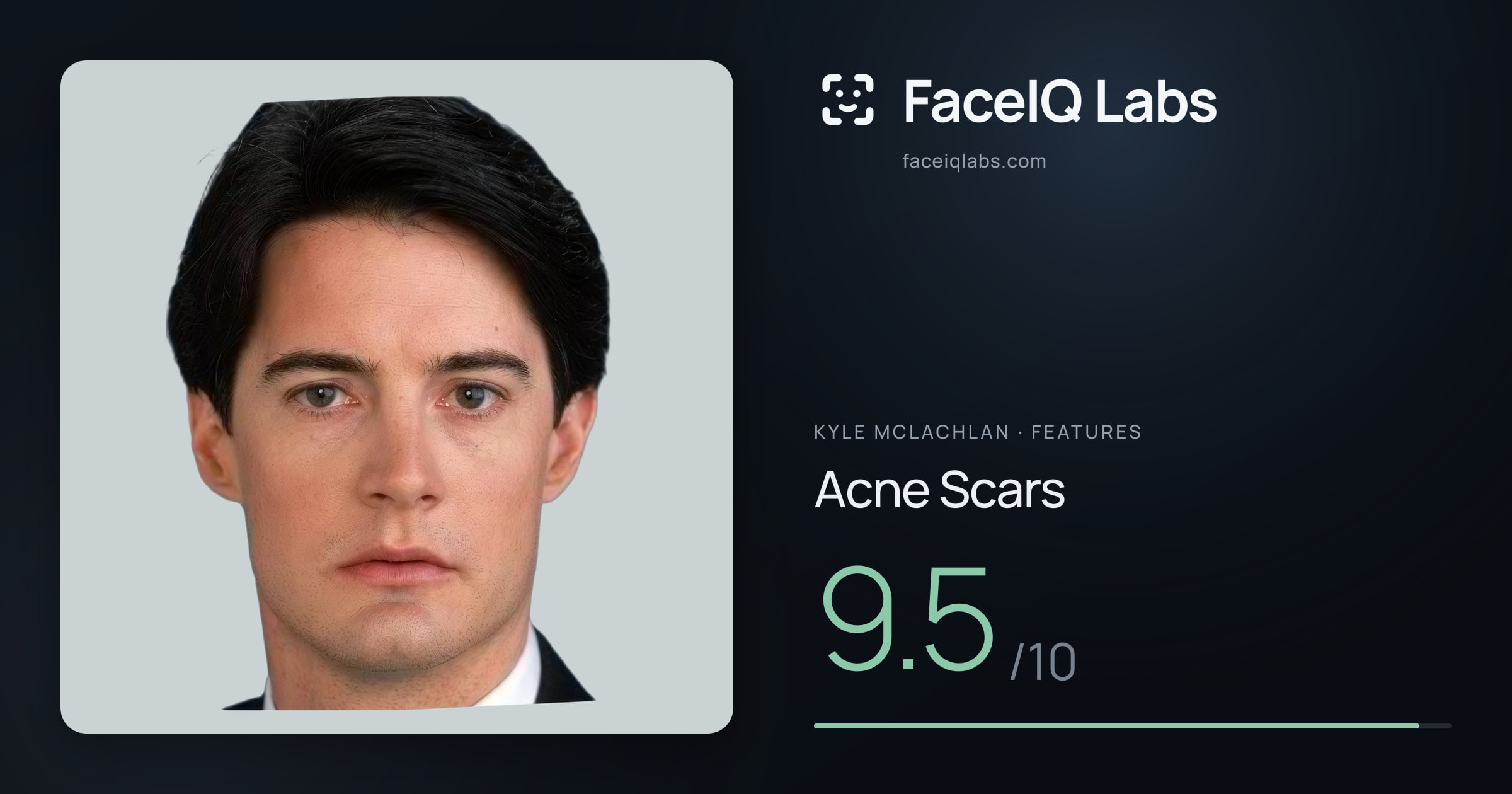 Kyle McLachlan Acne Scars: 9.5/10, drawn on the photo
