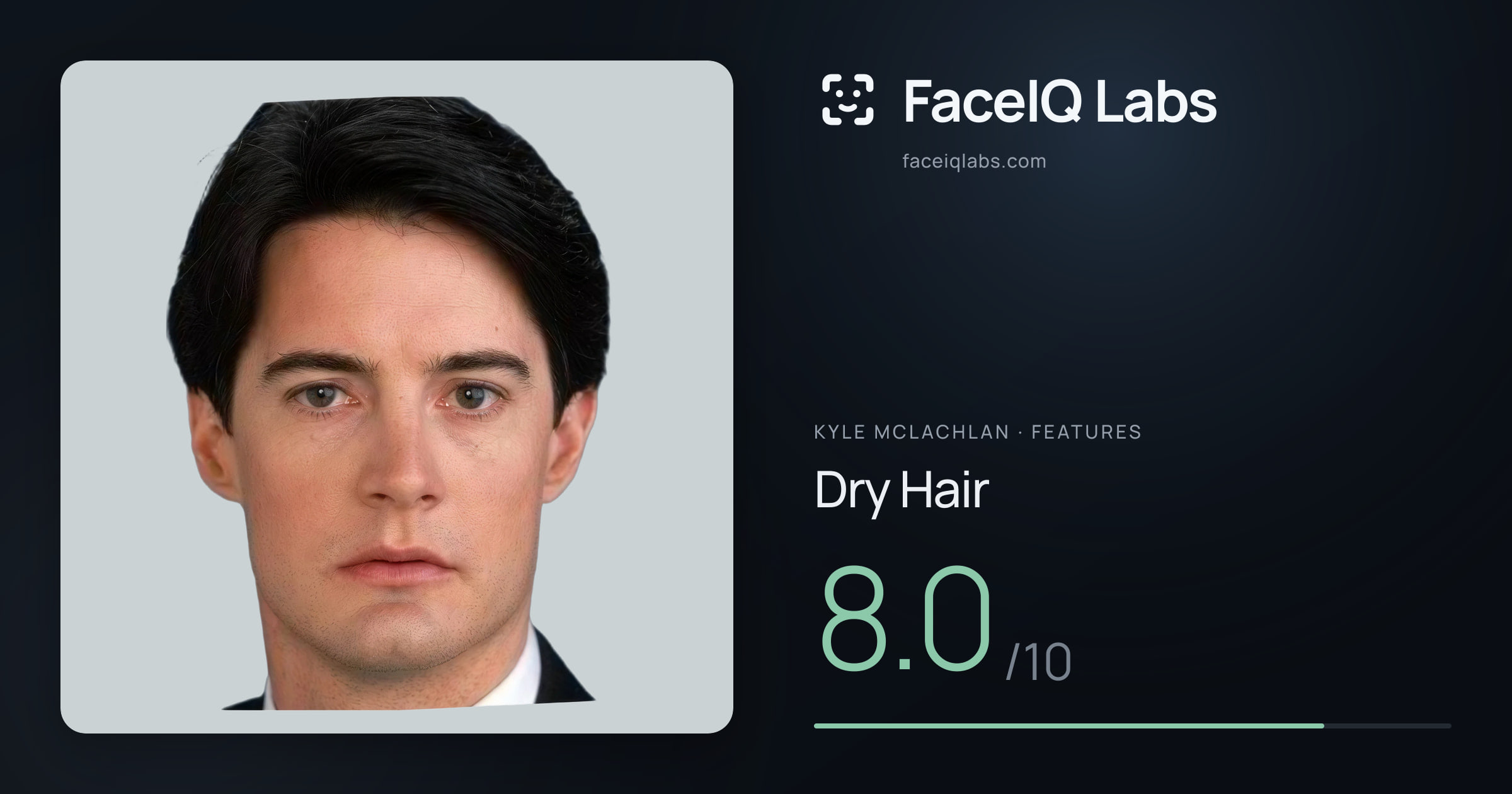 Kyle McLachlan Dry Hair: 8.0/10, drawn on the photo