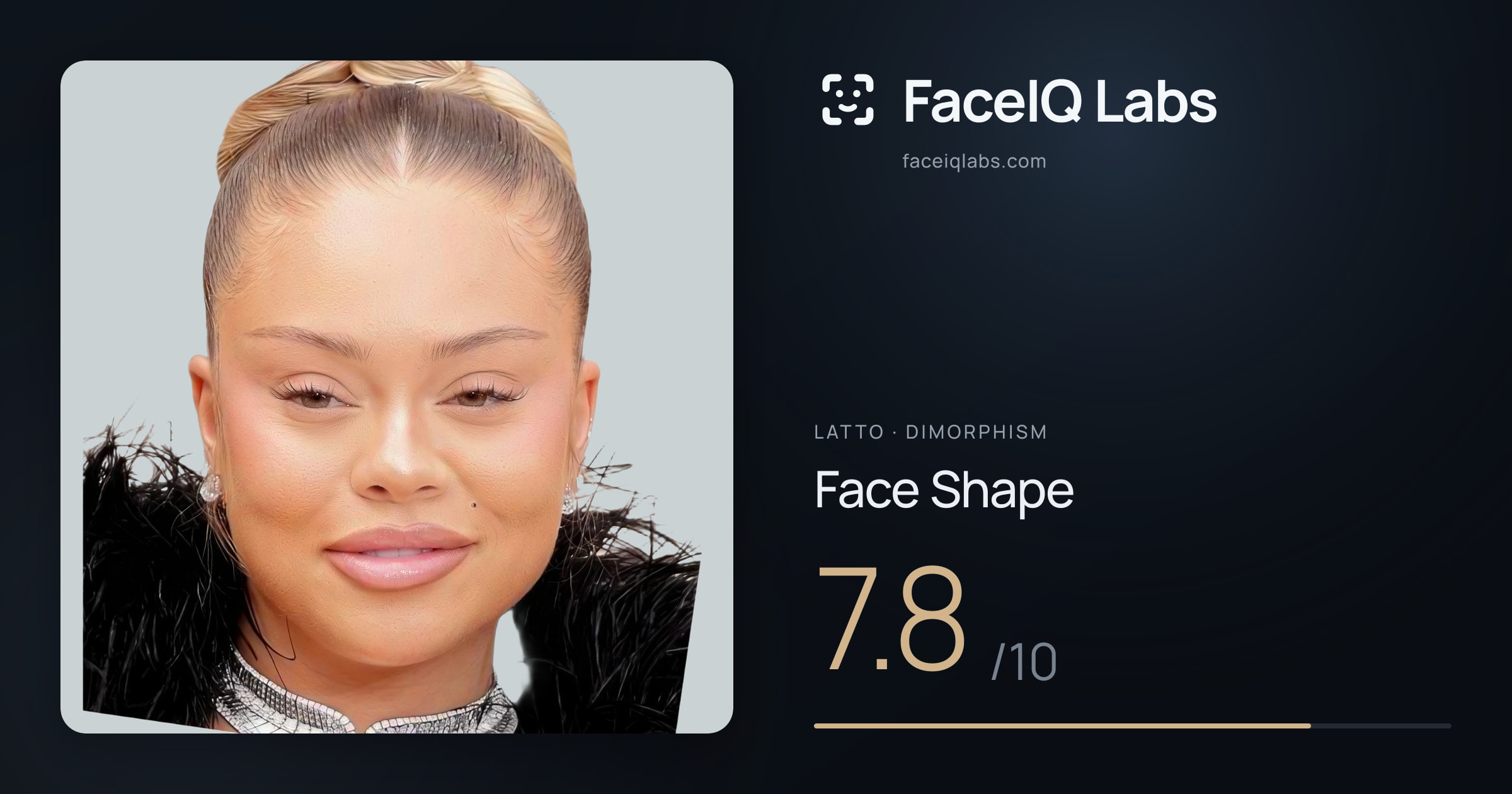 Latto Face Shape: 7.8/10, drawn on the photo