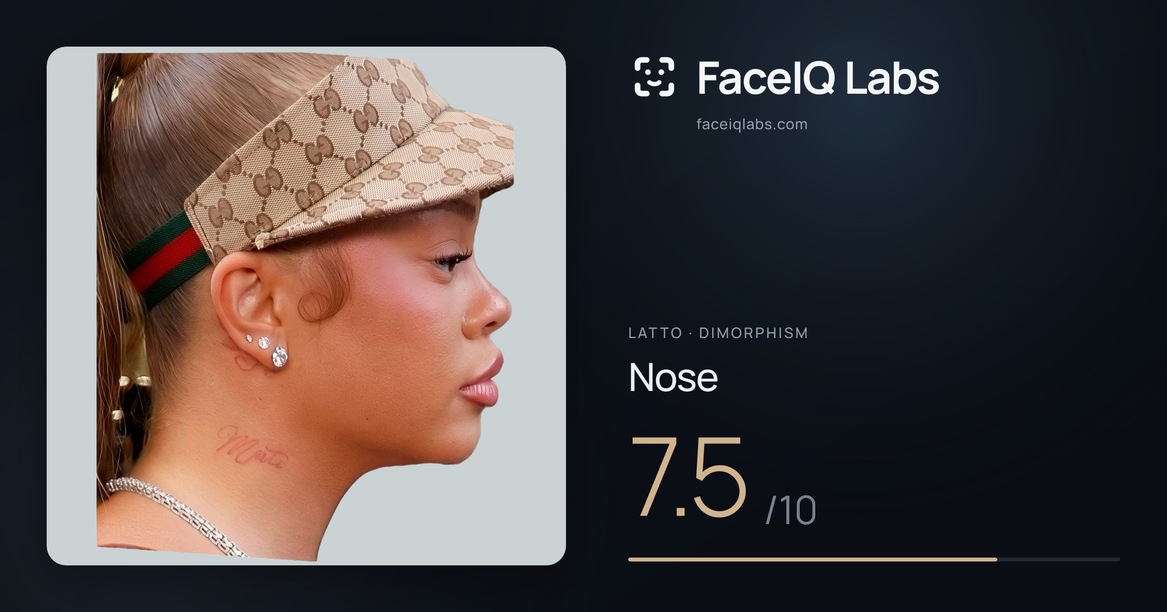 Latto Nose: 7.5/10, drawn on the photo