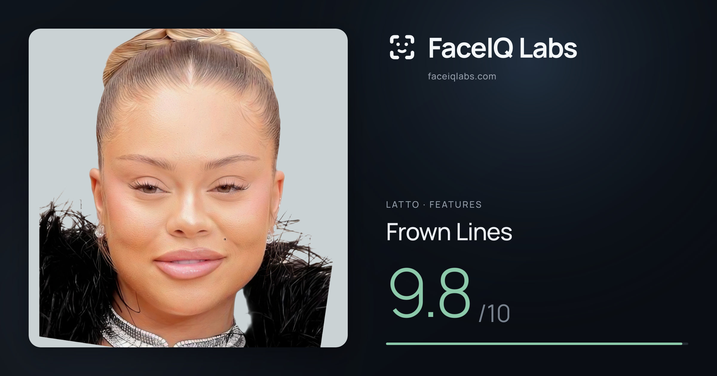 Latto Frown Lines: 9.8/10, drawn on the photo