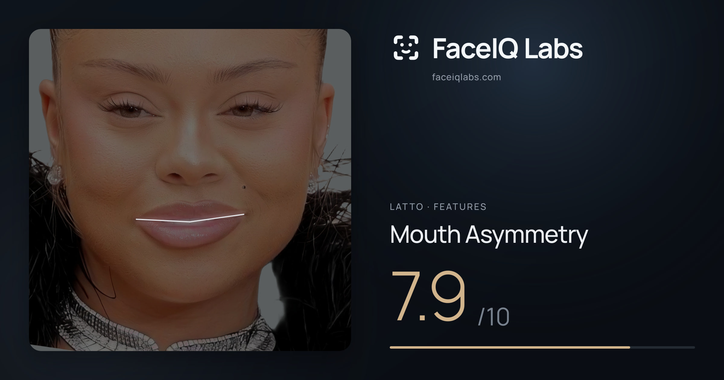 Latto Mouth Asymmetry: 7.9/10, drawn on the photo