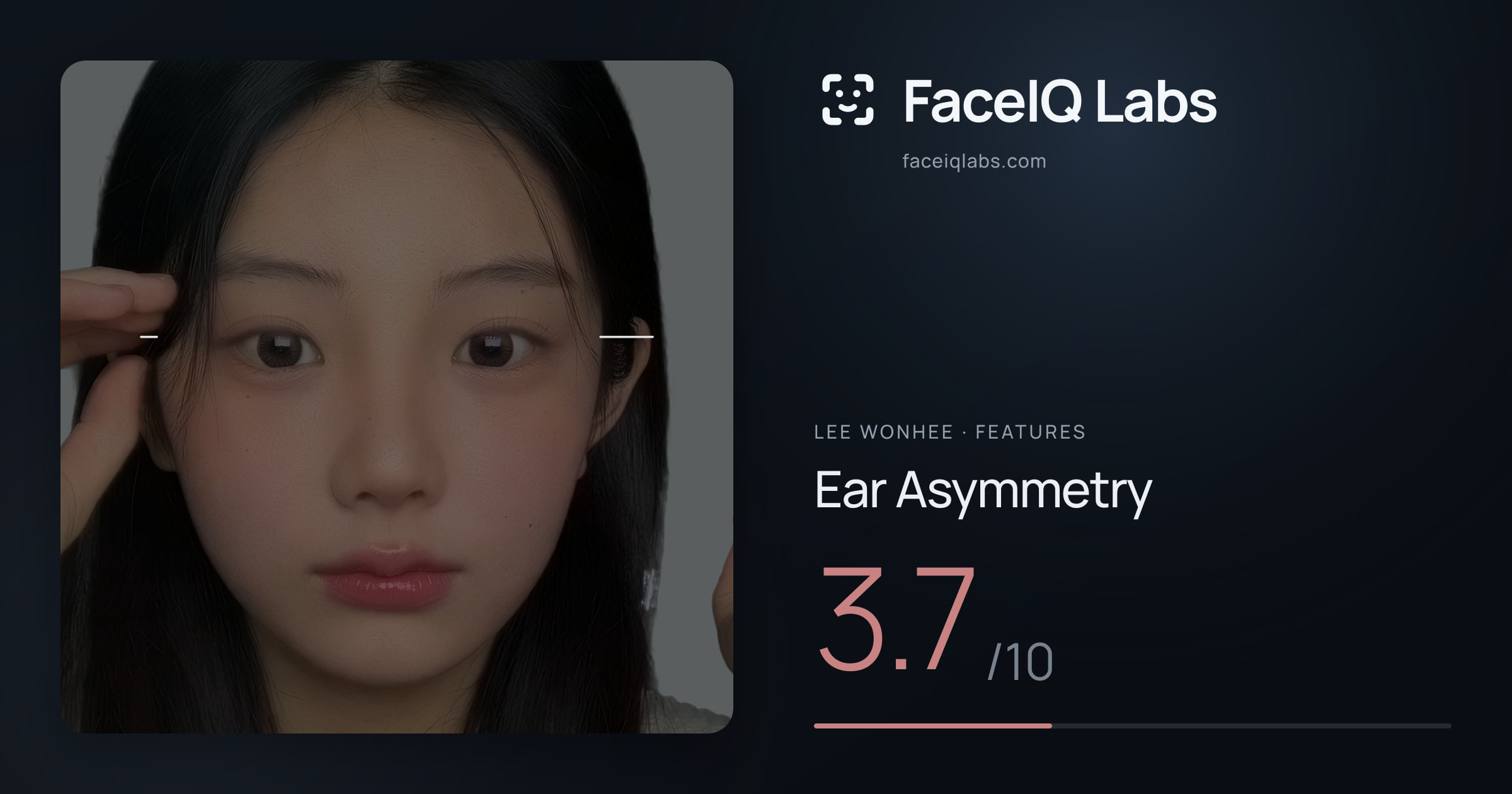 Lee Wonhee Ear Asymmetry: 3.7/10, drawn on the photo