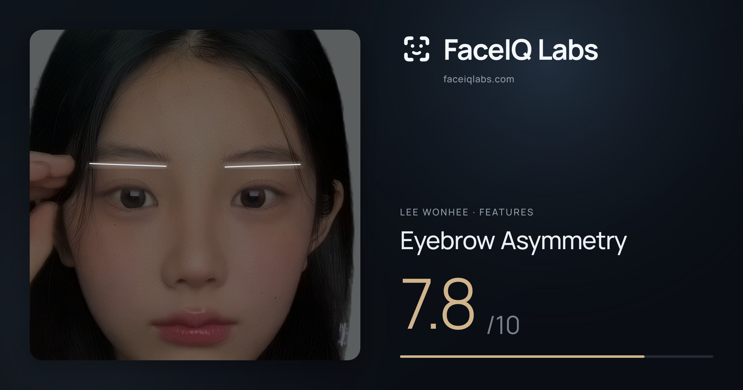 Lee Wonhee Eyebrow Asymmetry: 7.8/10, drawn on the photo